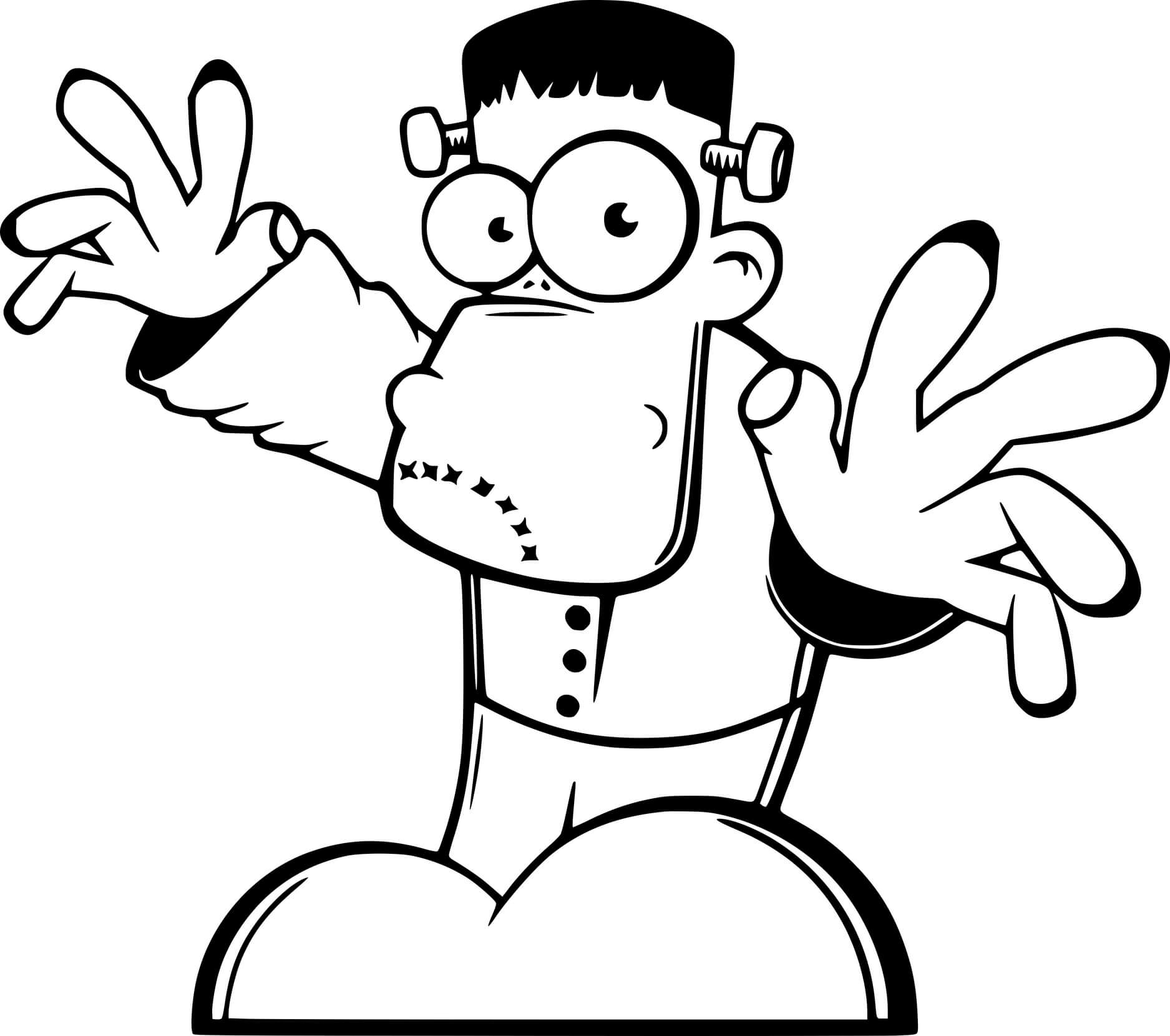 Coloriage Frankenstein amusant cartoon - Frankenstein à imprimer