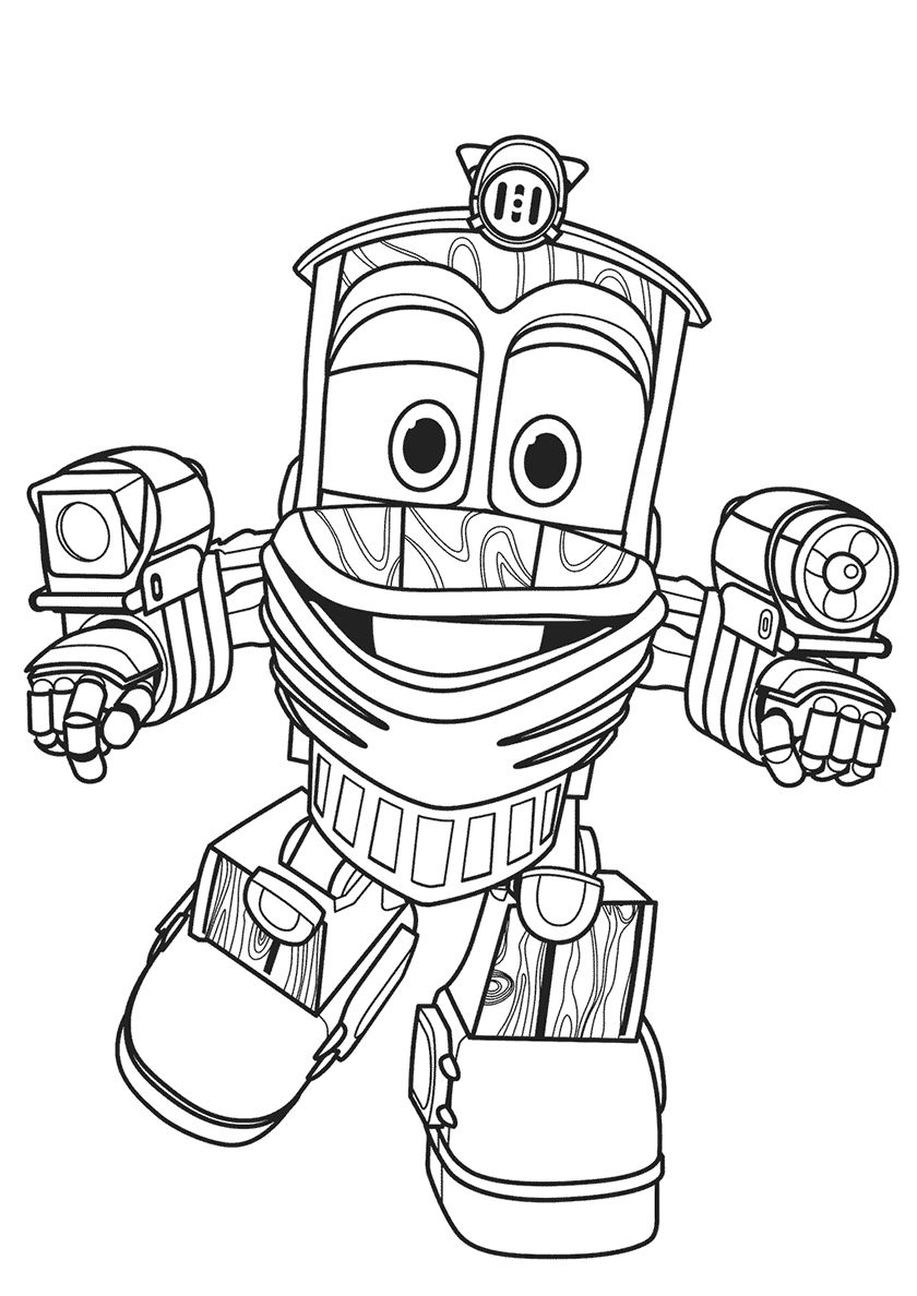 Coloriage Duck Robot Train Transport Rapide - Robot à imprimer