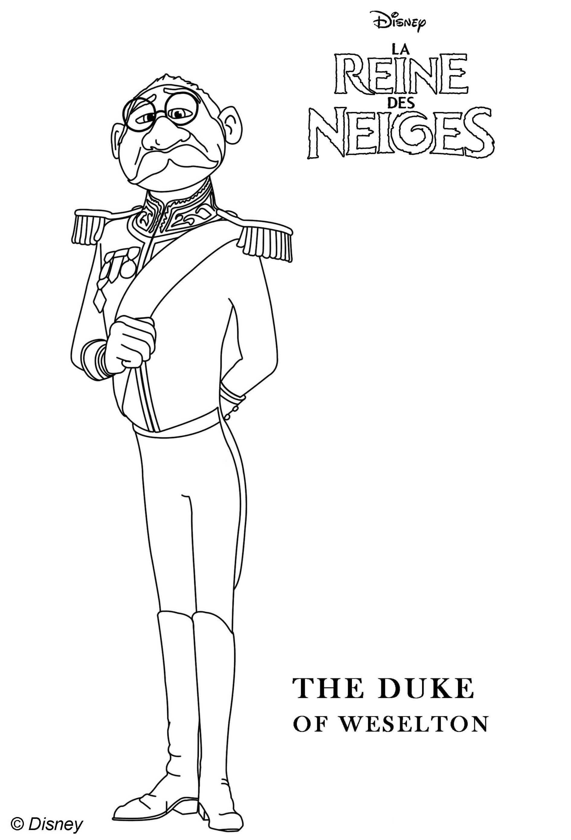 Coloriage Le Duc de Weselton face à Elsa - La Reine des neiges à imprimer