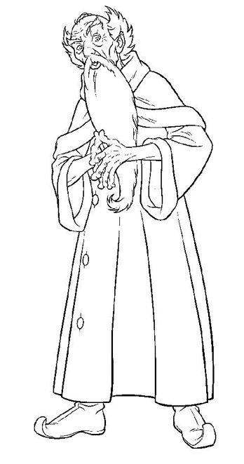 Coloriage Dumbledore Directeur De L'École De Sorcellerie Poudlard - Harry potter à imprimer