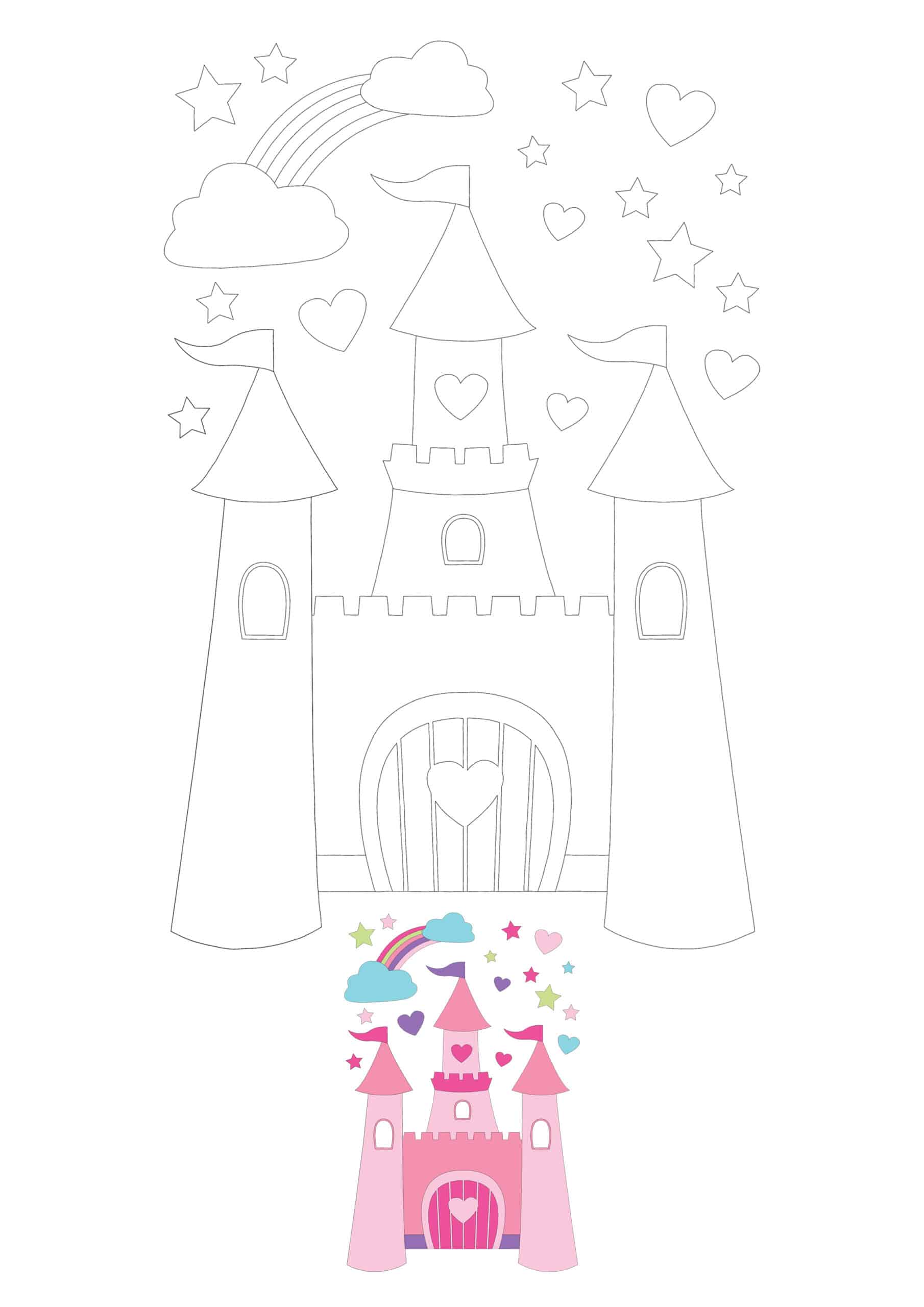 Coloriage Château de Princesse Simplifié - Princesse à imprimer