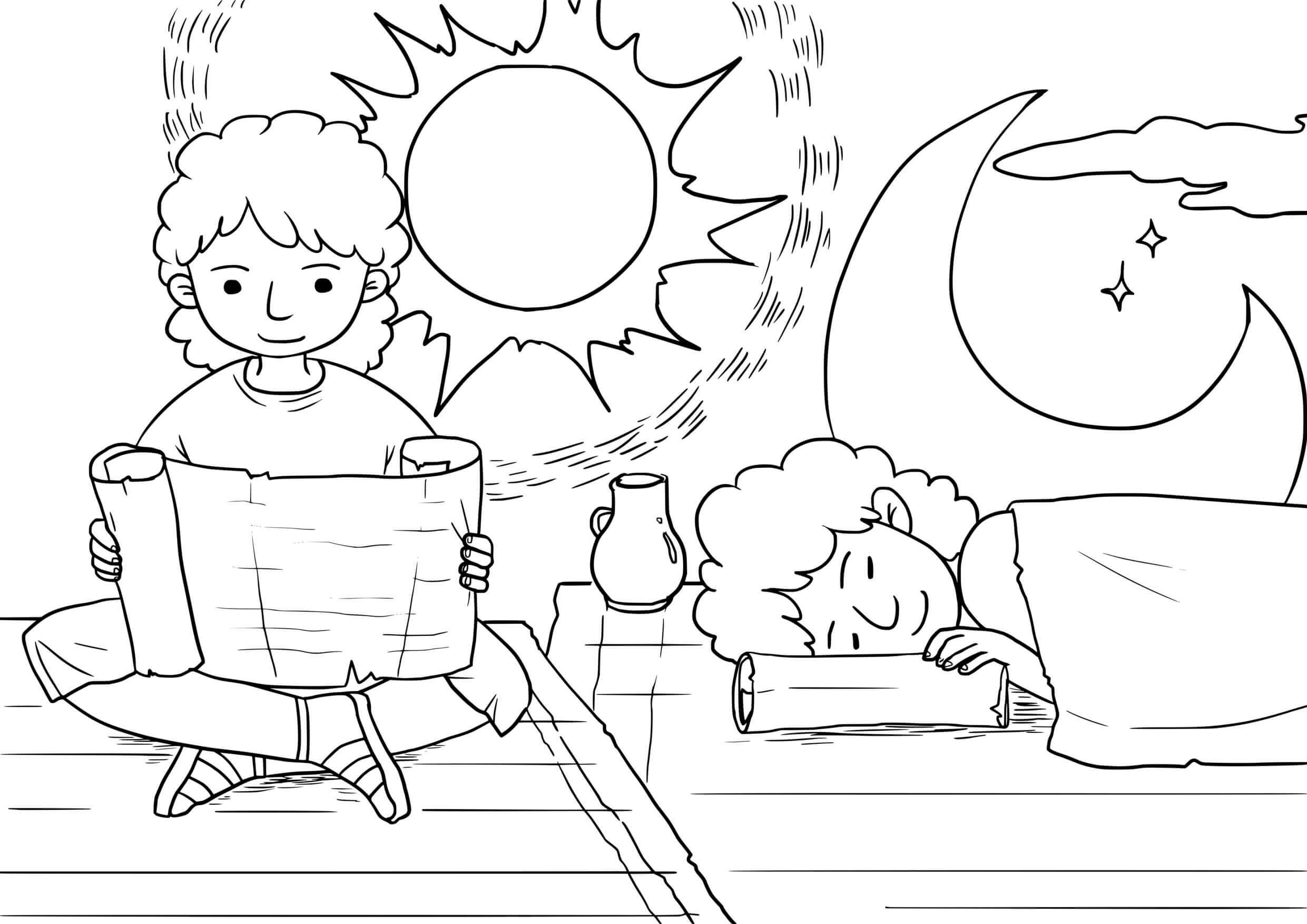 Coloriage Dame royale Elisha et le Psaume 1:16 illustré - Jésus à imprimer