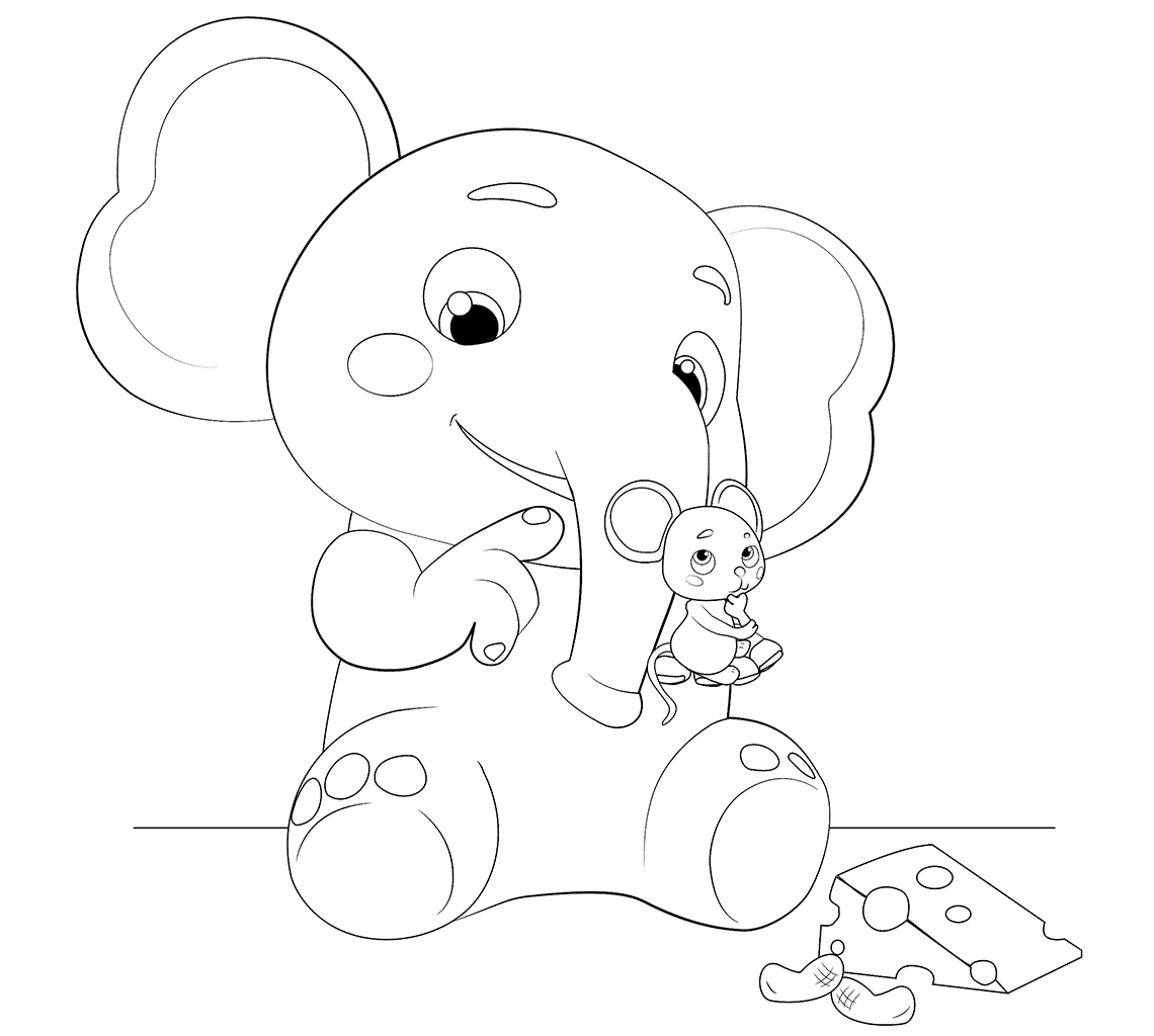 Coloriage Ello And Mimi Éléphant And Mouse - Cocomelon à imprimer