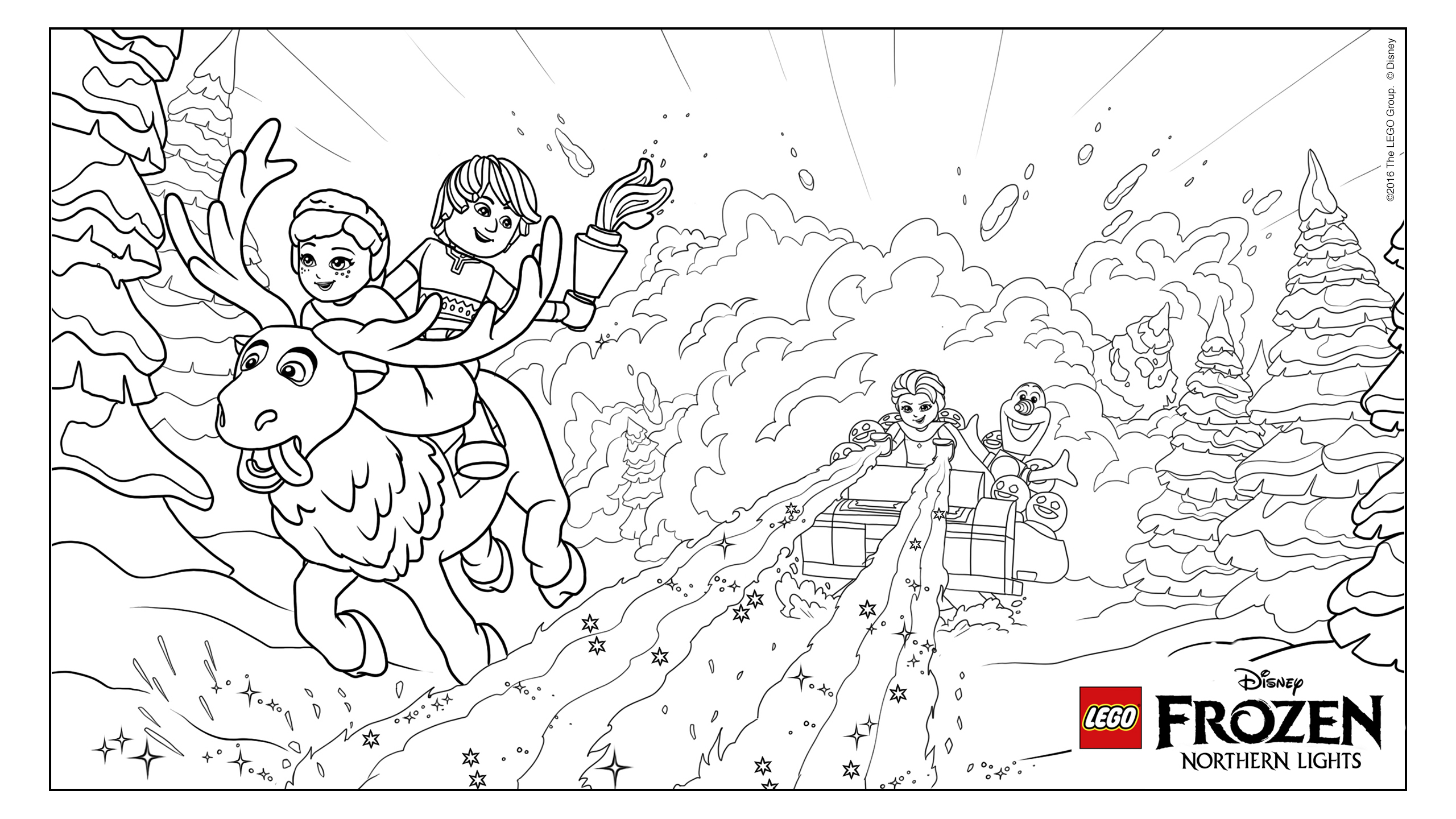 Coloriage Elsa Anna Frozen Avalanche Lego Disney - La Reine des neiges à imprimer