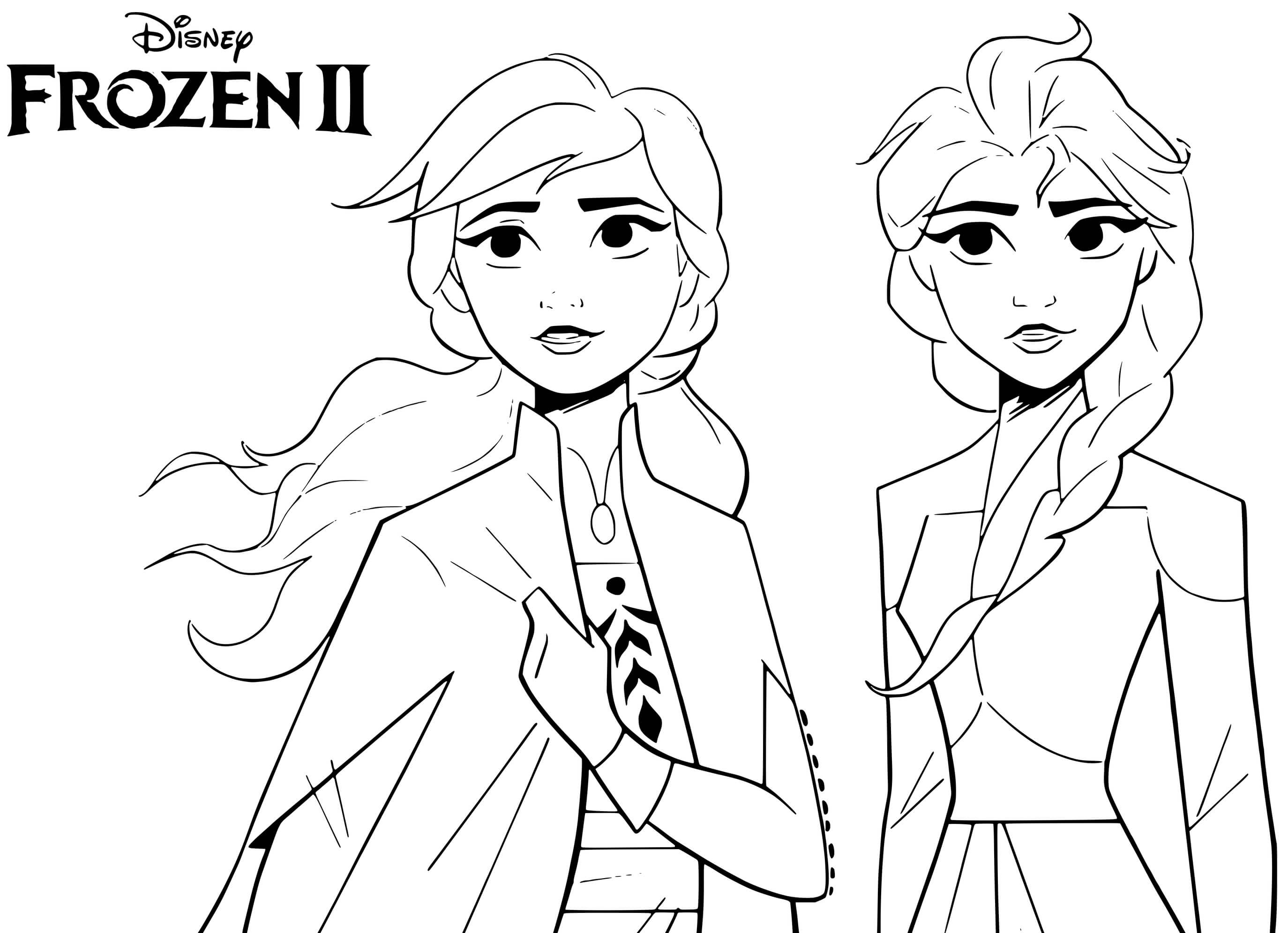 Coloriage Elsa Anna Reine Des Neiges 2 Disney - La Reine des neiges 2 à imprimer