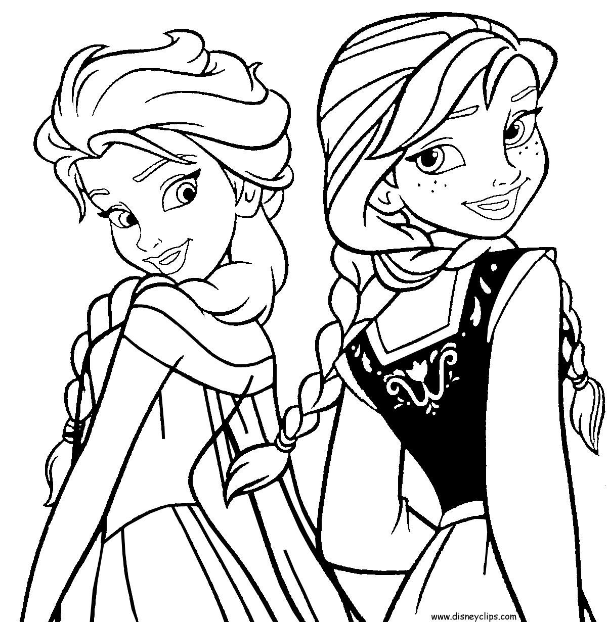 Coloriage Elsa Et Anna En Belles Robes - Elsa à imprimer