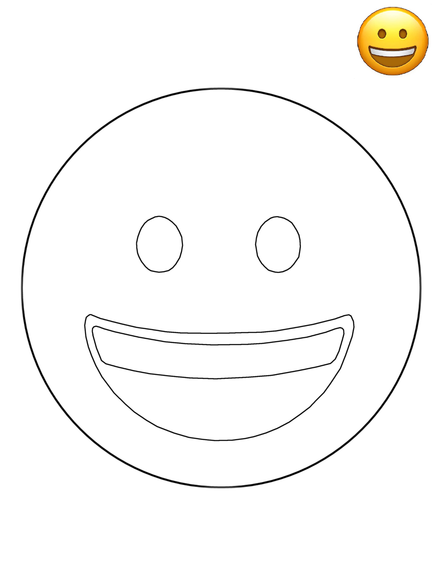 Coloriage Emoji Sourire Joyeux à Remplir - Emoji à imprimer