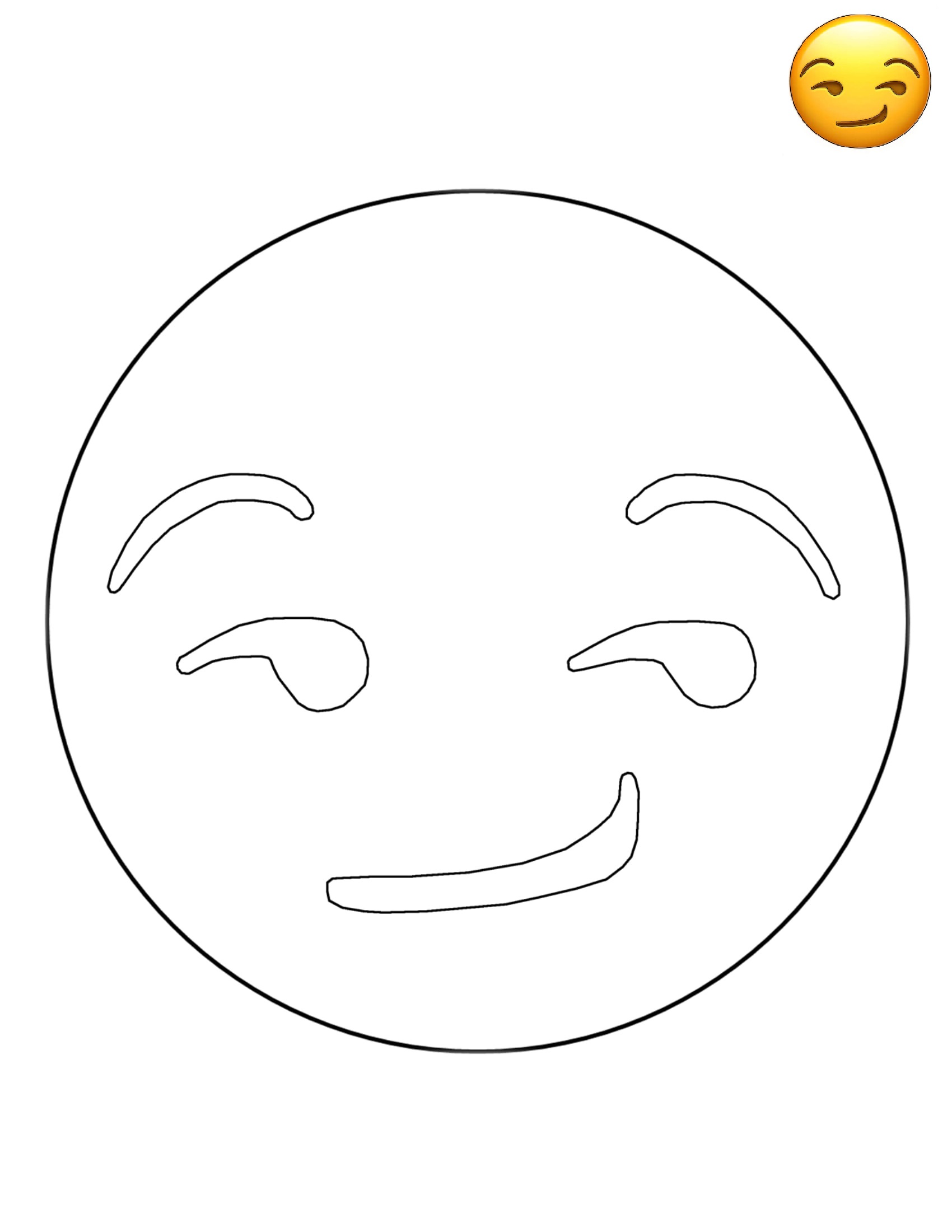 Coloriage Emoji Smirk Smiley - Emoji à imprimer