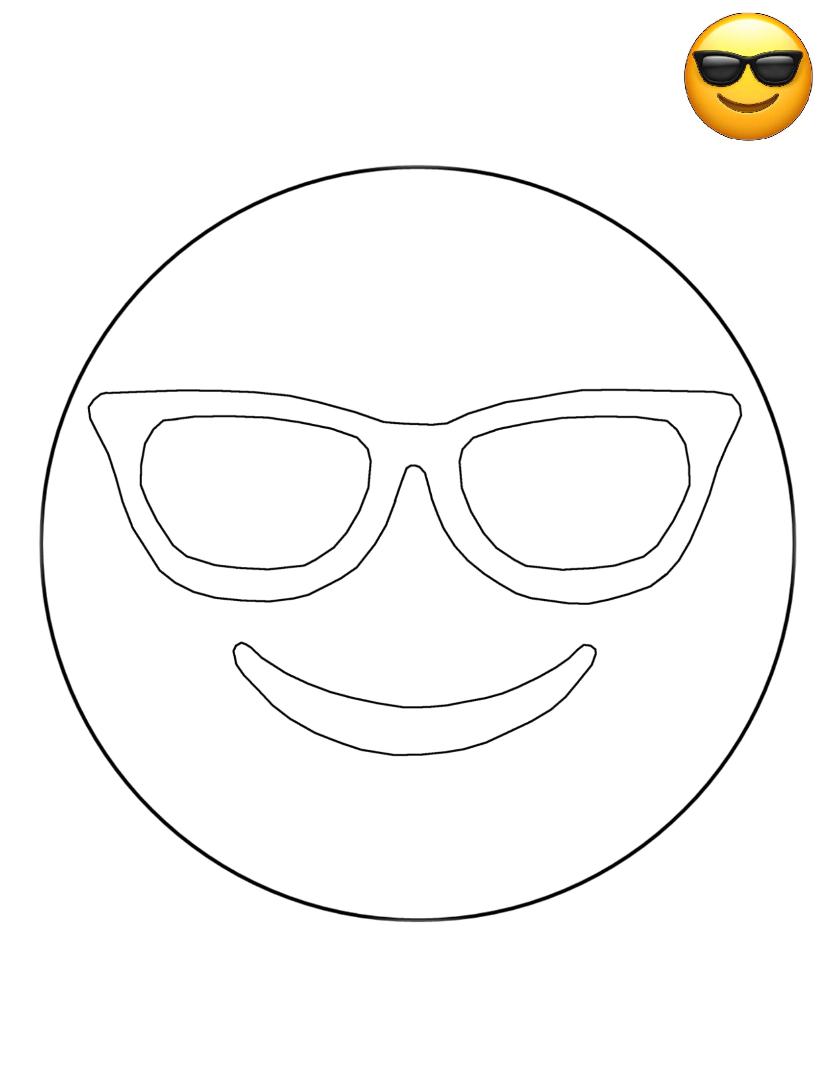 Coloriage Emoji Sunglasses Smiley - Emoji à imprimer