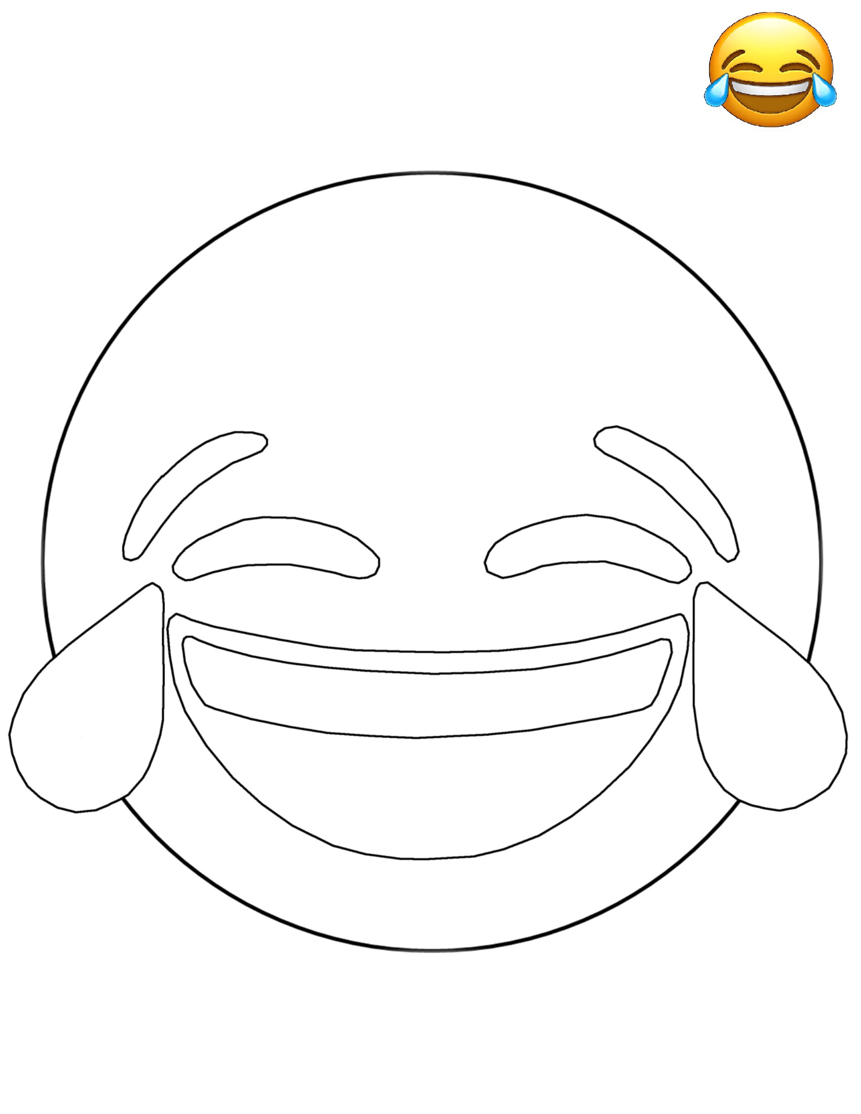 Coloriage Emoji Tears Of Joy Smiley - Emoji à imprimer