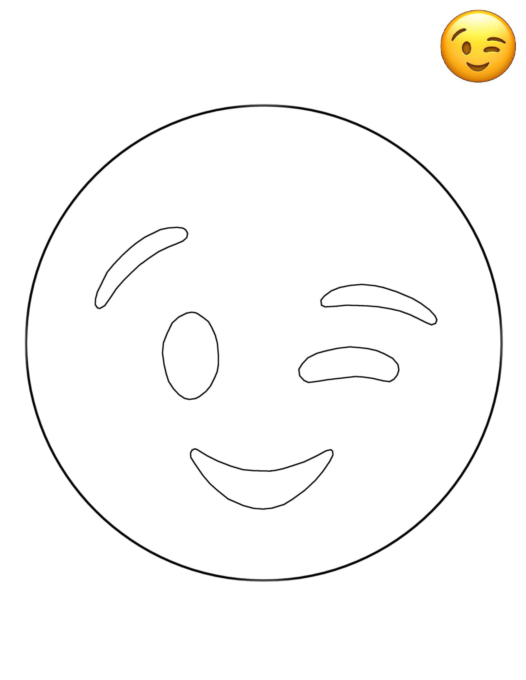 Coloriage Emoji Wink Smiley - Emoji à imprimer