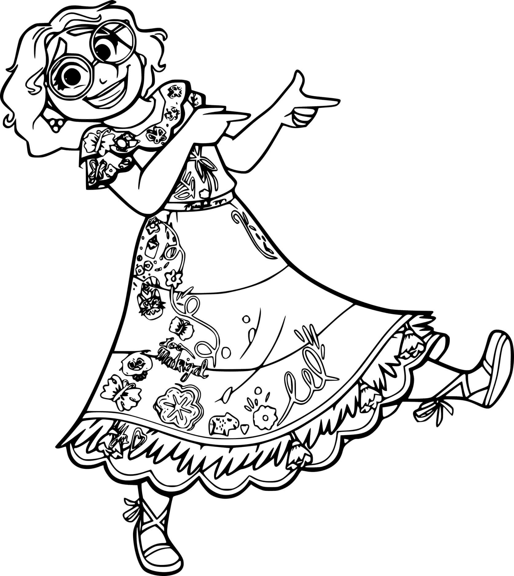 Coloriage Mirabel Madrigal heureuse Encanto - Encanto à imprimer