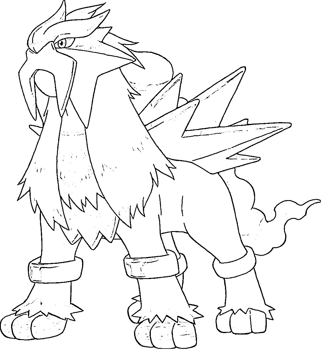 Coloriage Entei Génération 2 - Pokémon légendaire à imprimer