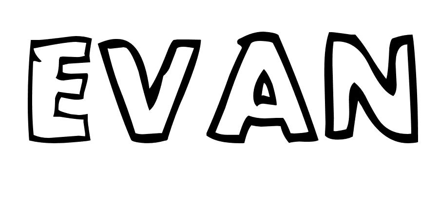 Coloriage Evan - Prénom à imprimer