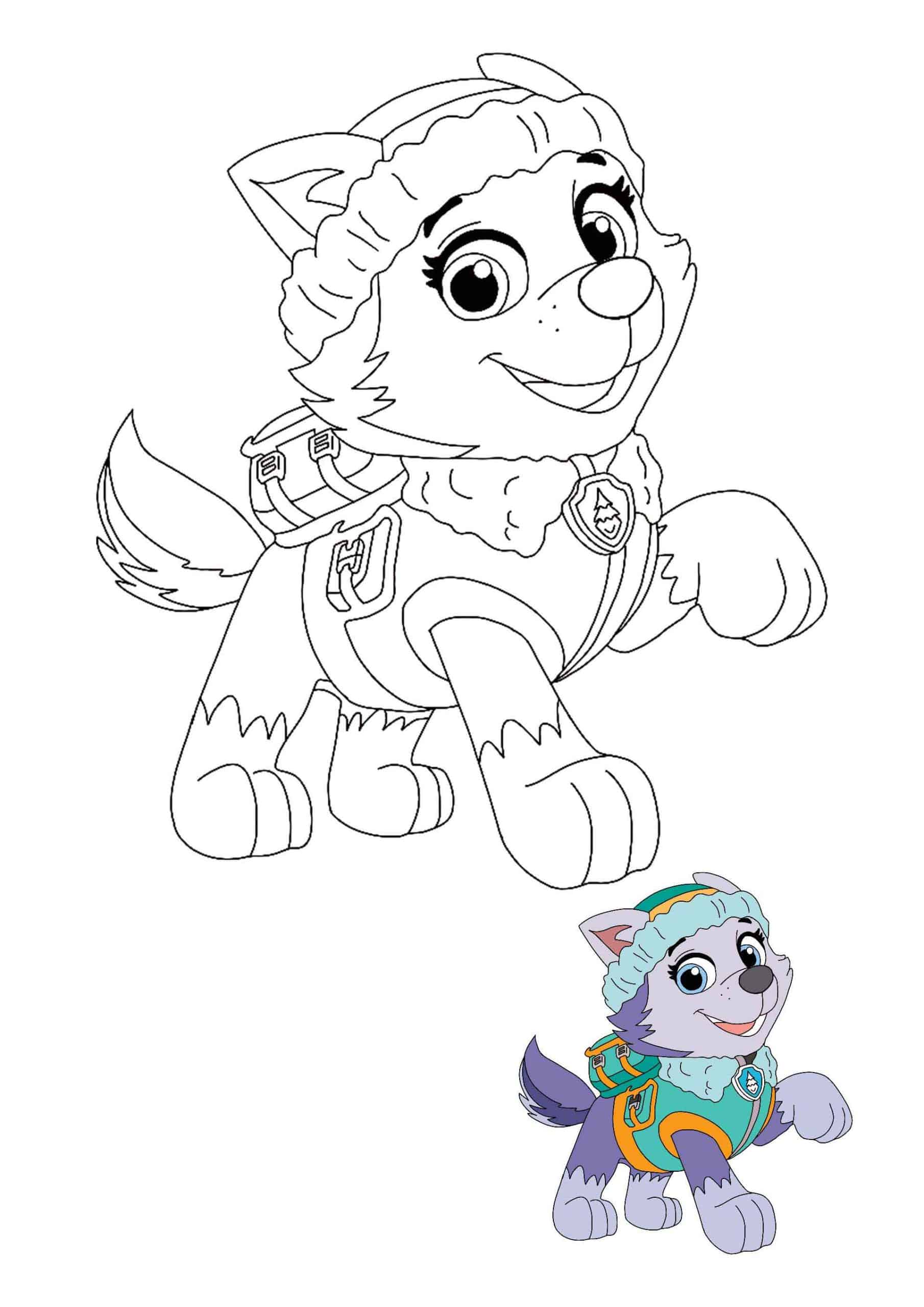 Coloriage Everest Husky Sauvetage Pat Patrouille - Paw patrol à imprimer