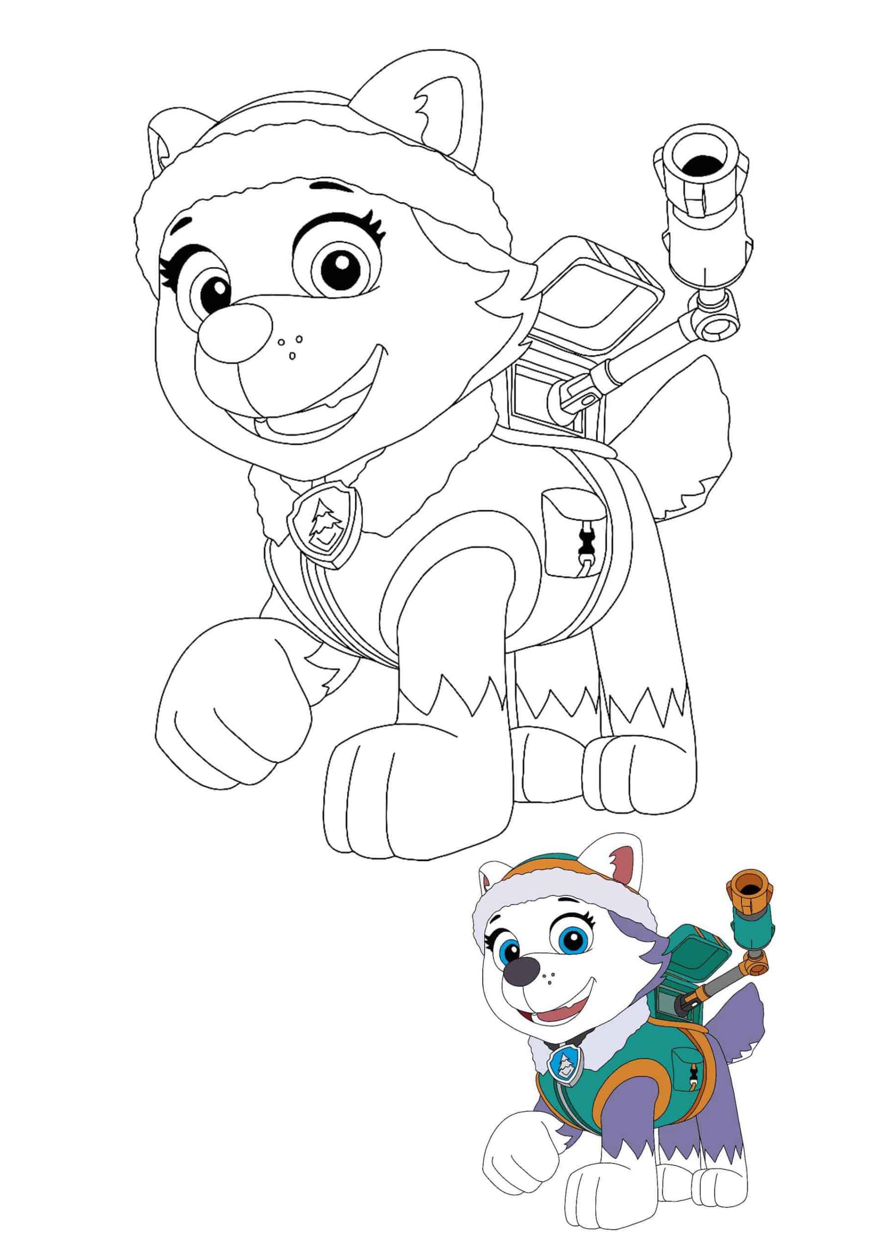 Coloriage Everest Aime Sa Souffleuse A Neige - Pat patrouille à imprimer