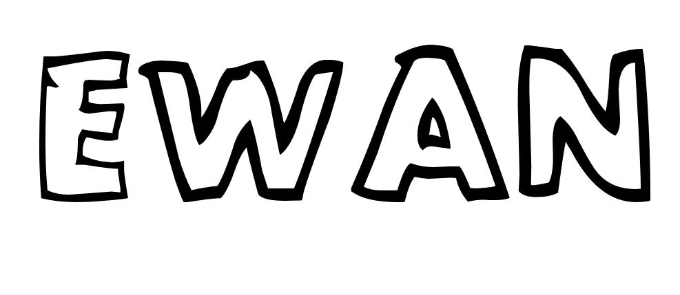 Coloriage Ewan - Prénom à imprimer