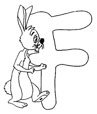 Coloriage F Coco Lapin - Alphabet à imprimer