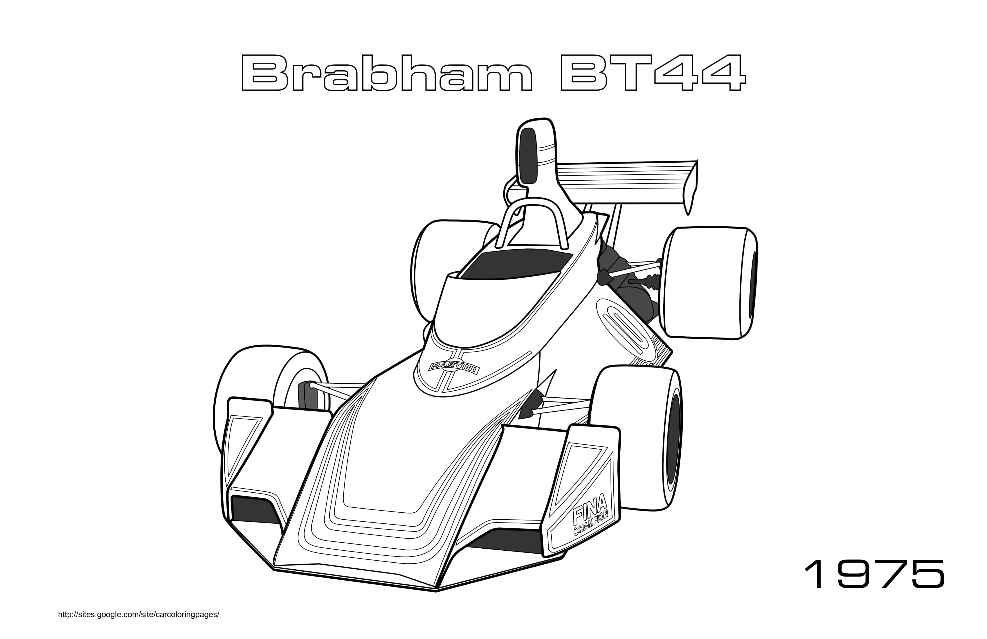 Coloriage Brabham BT44 en accélération maximale - Voiture à imprimer