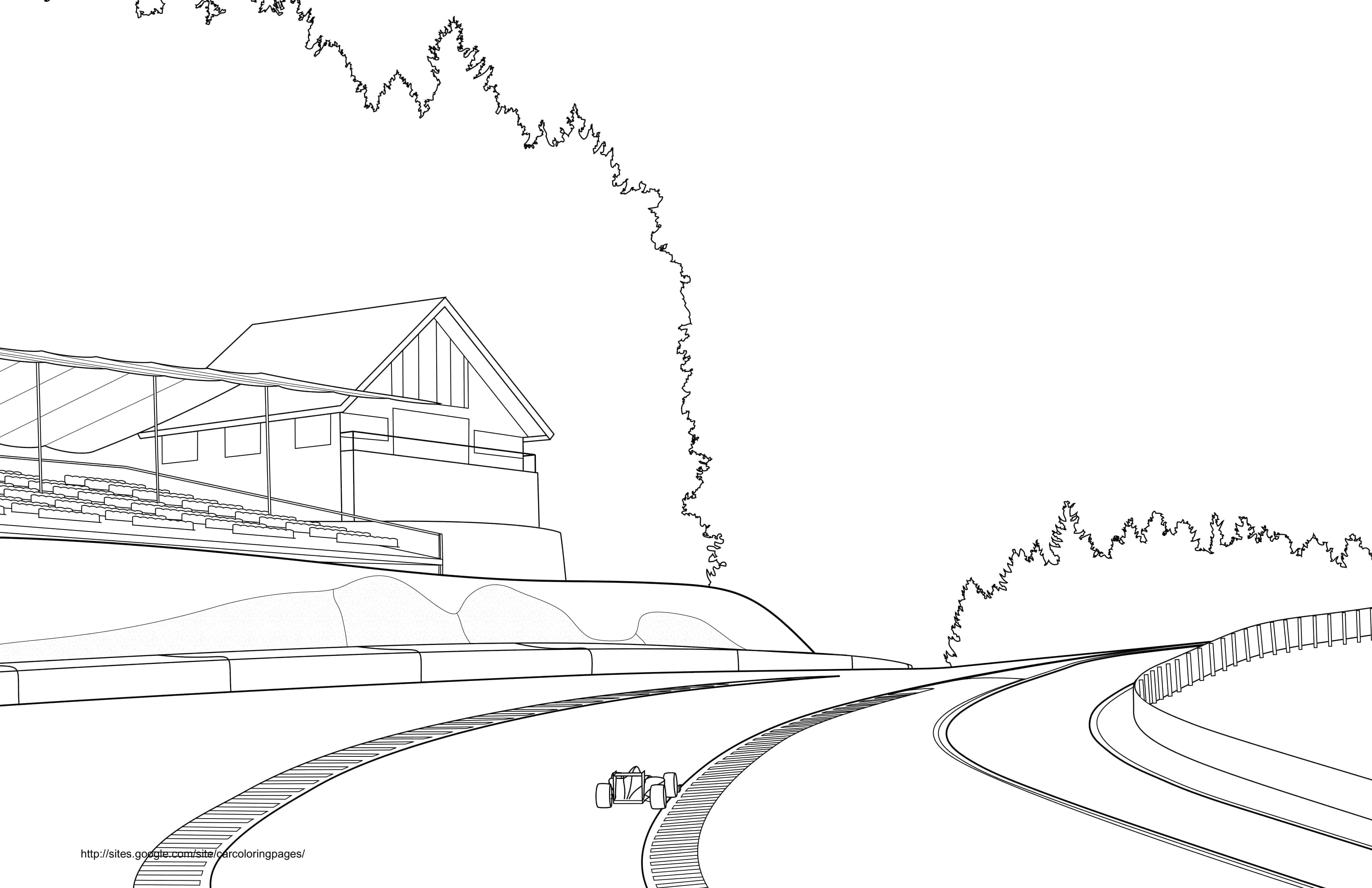 Coloriage F1 Car Circuit - Voiture à imprimer