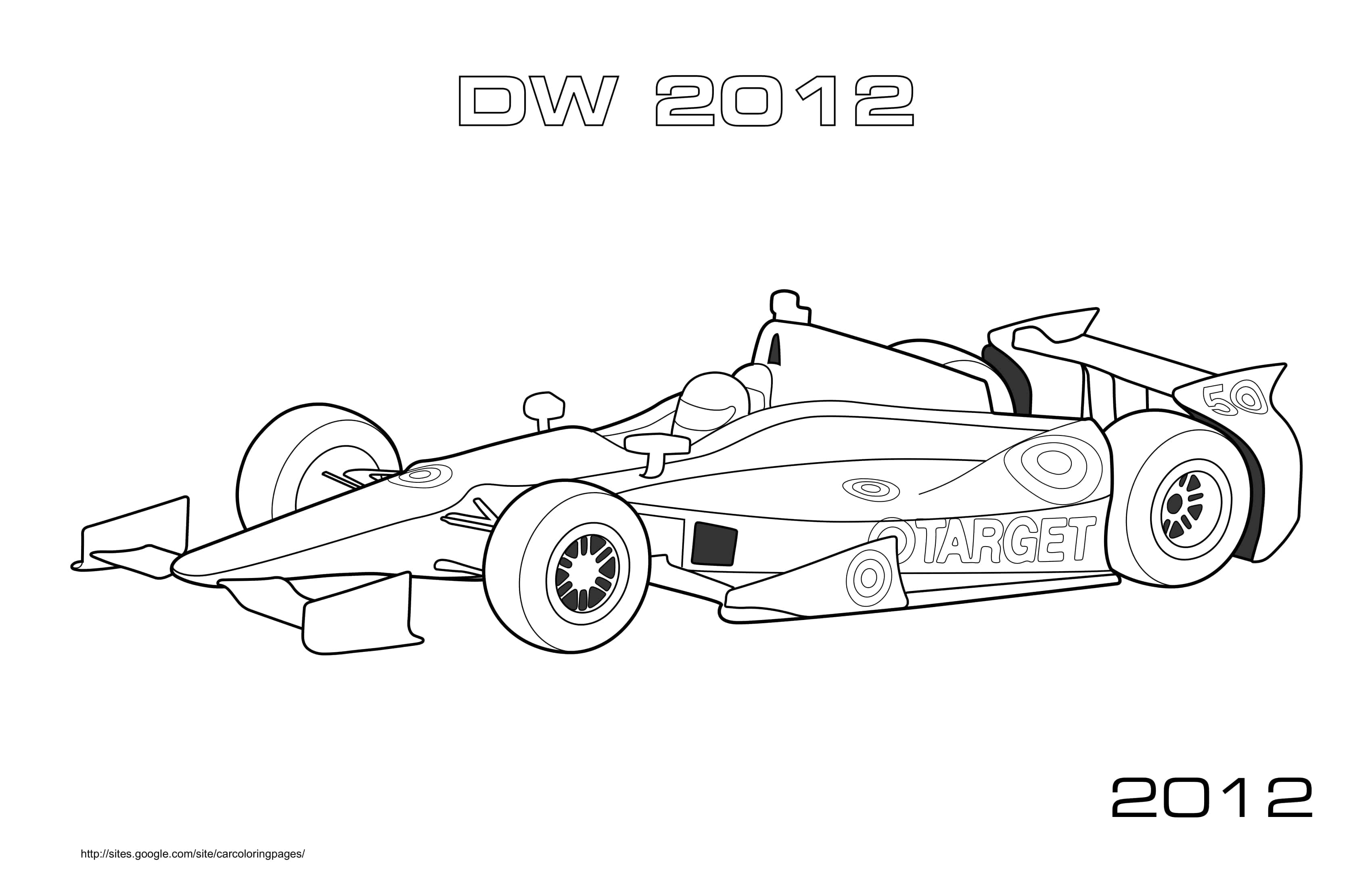 Coloriage Formule 1 DW 2012 en pleine course - Voiture à imprimer