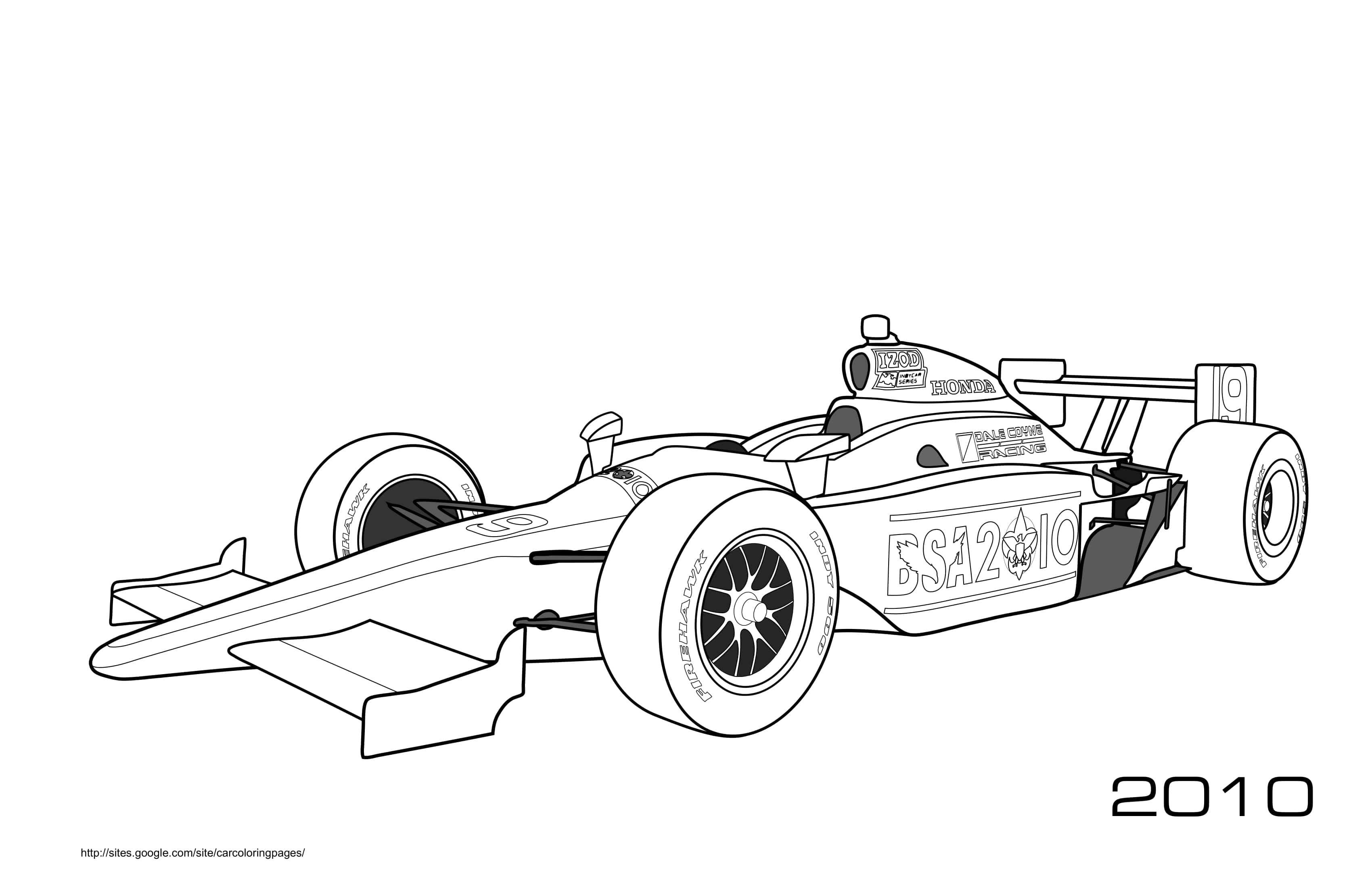 Coloriage F1 Honda Firehawk Izod - Voiture à imprimer