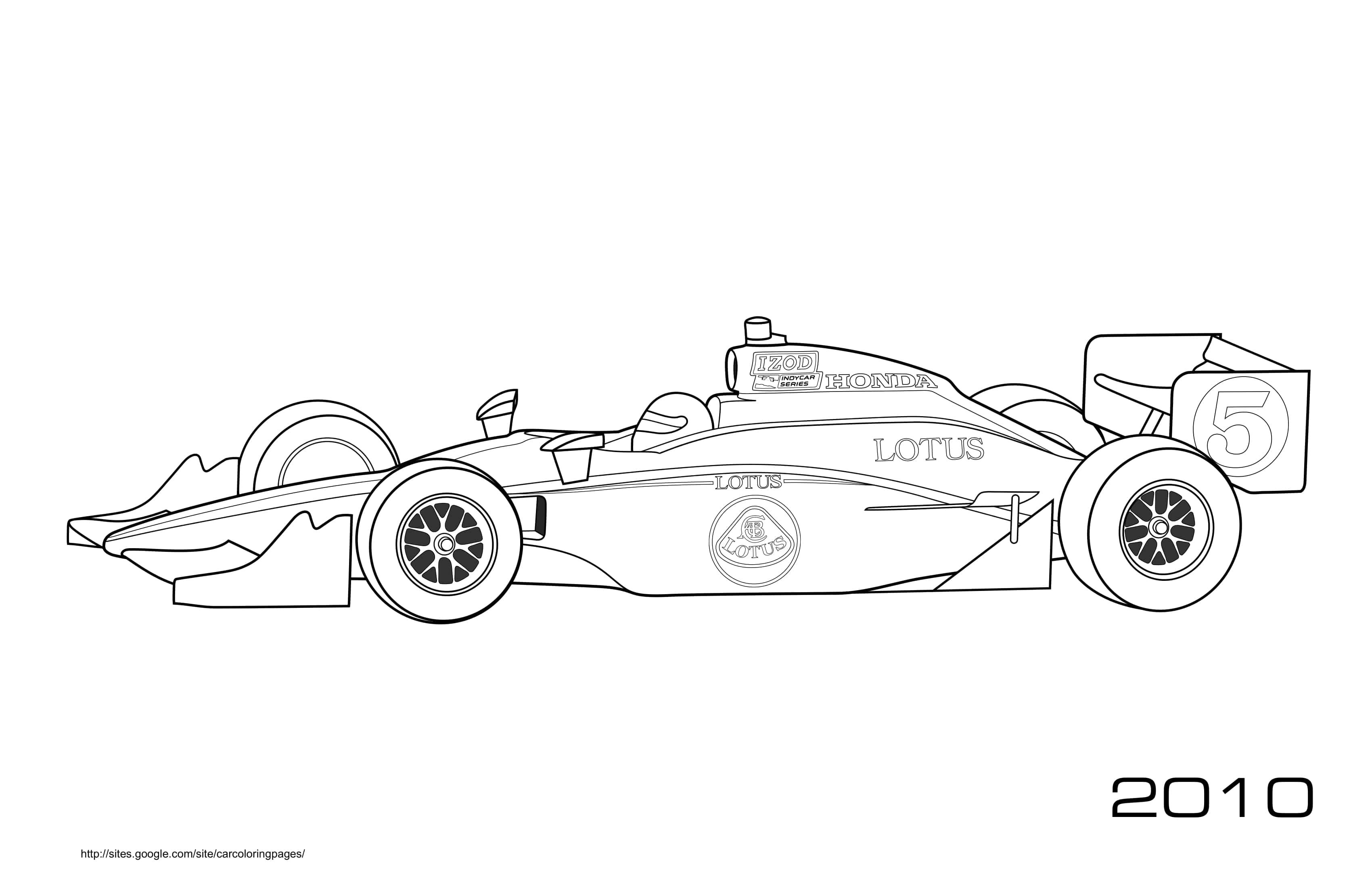 Coloriage Monoplace Honda Lotus franchissant ligne arrivée - Voiture à imprimer