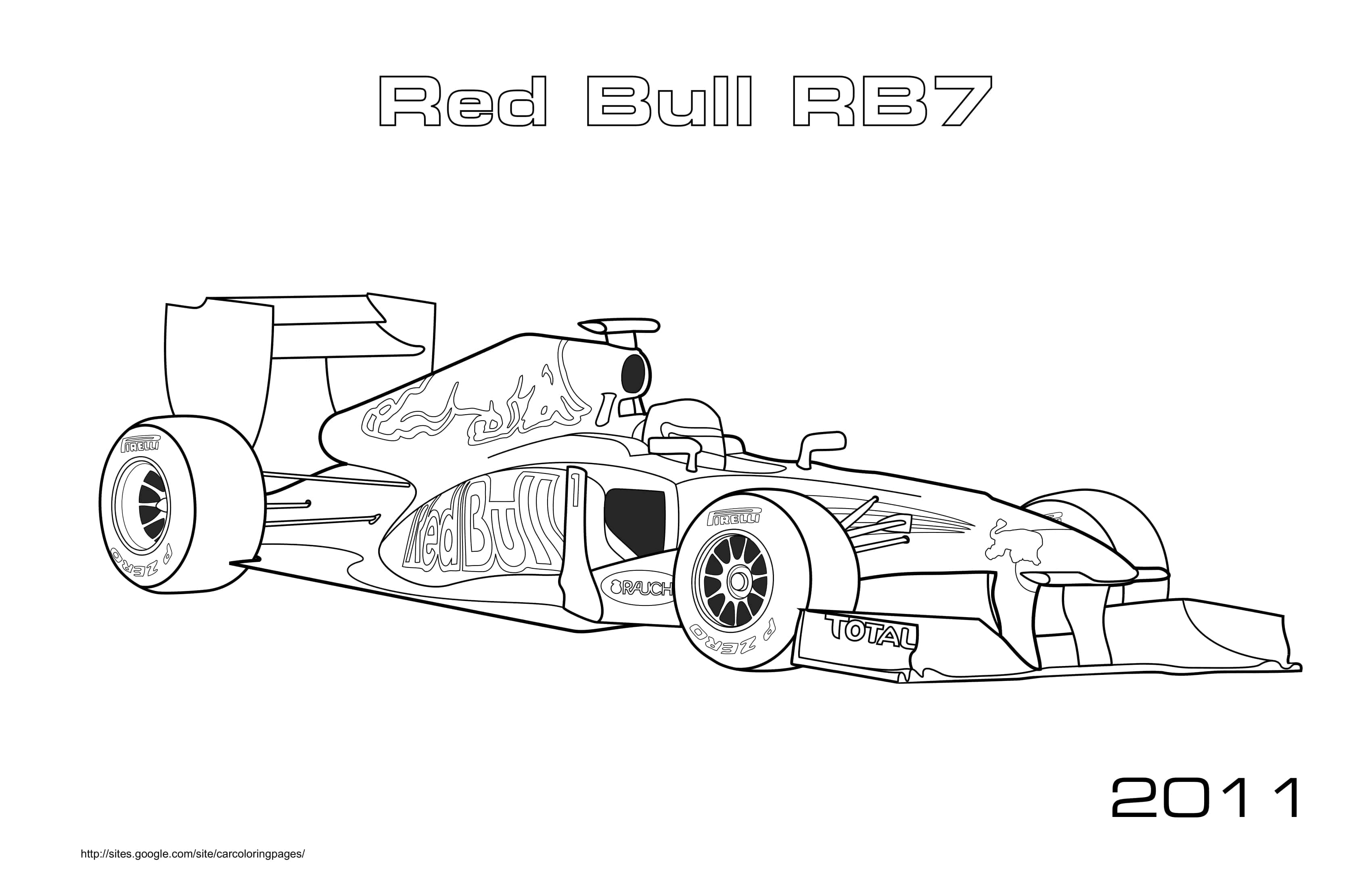 Coloriage Red Bull RB6 bolide de formule 1 2011 - Voiture à imprimer