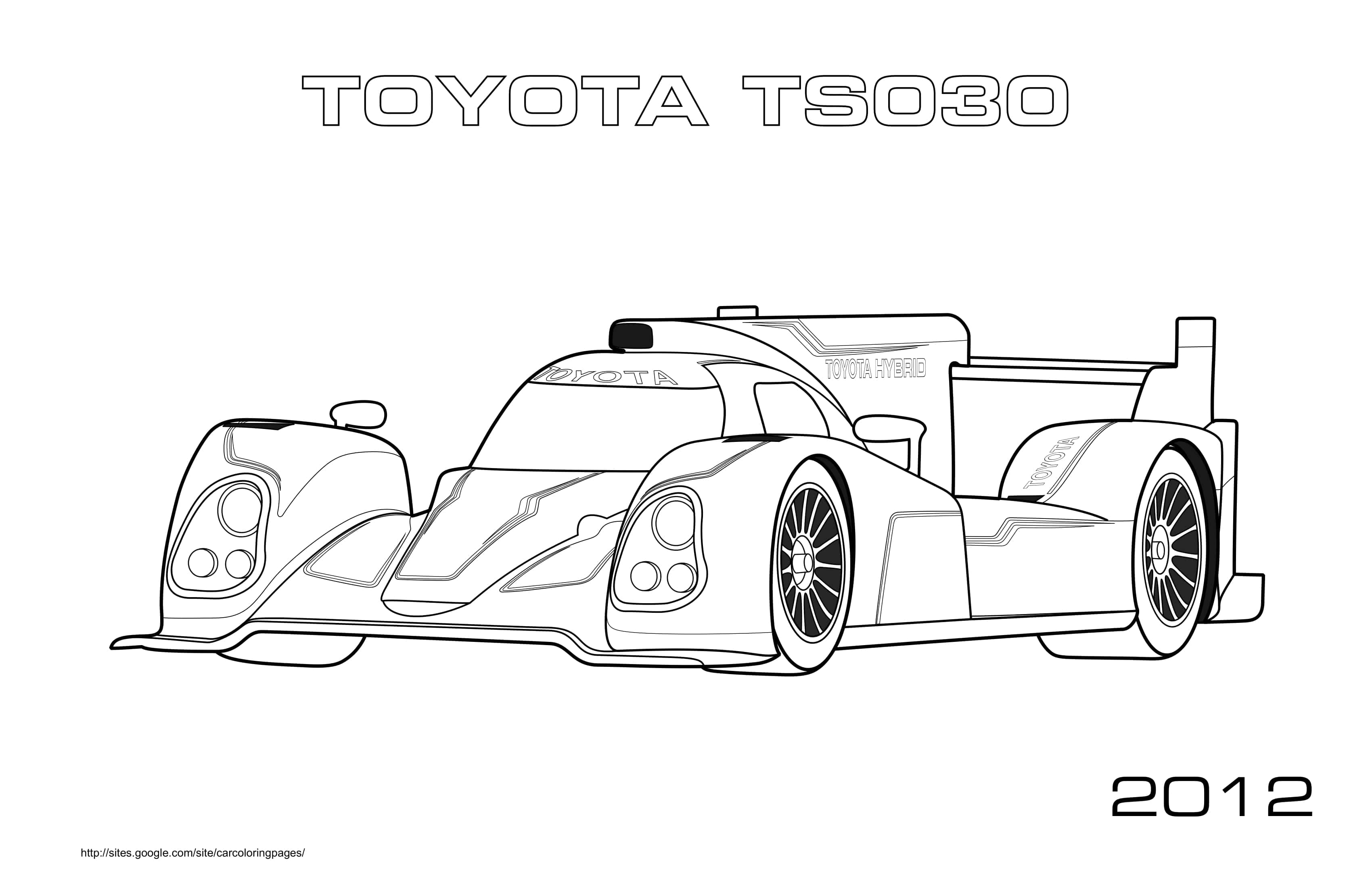 Coloriage Toyota TS030 F1 2012 en course - Voiture à imprimer