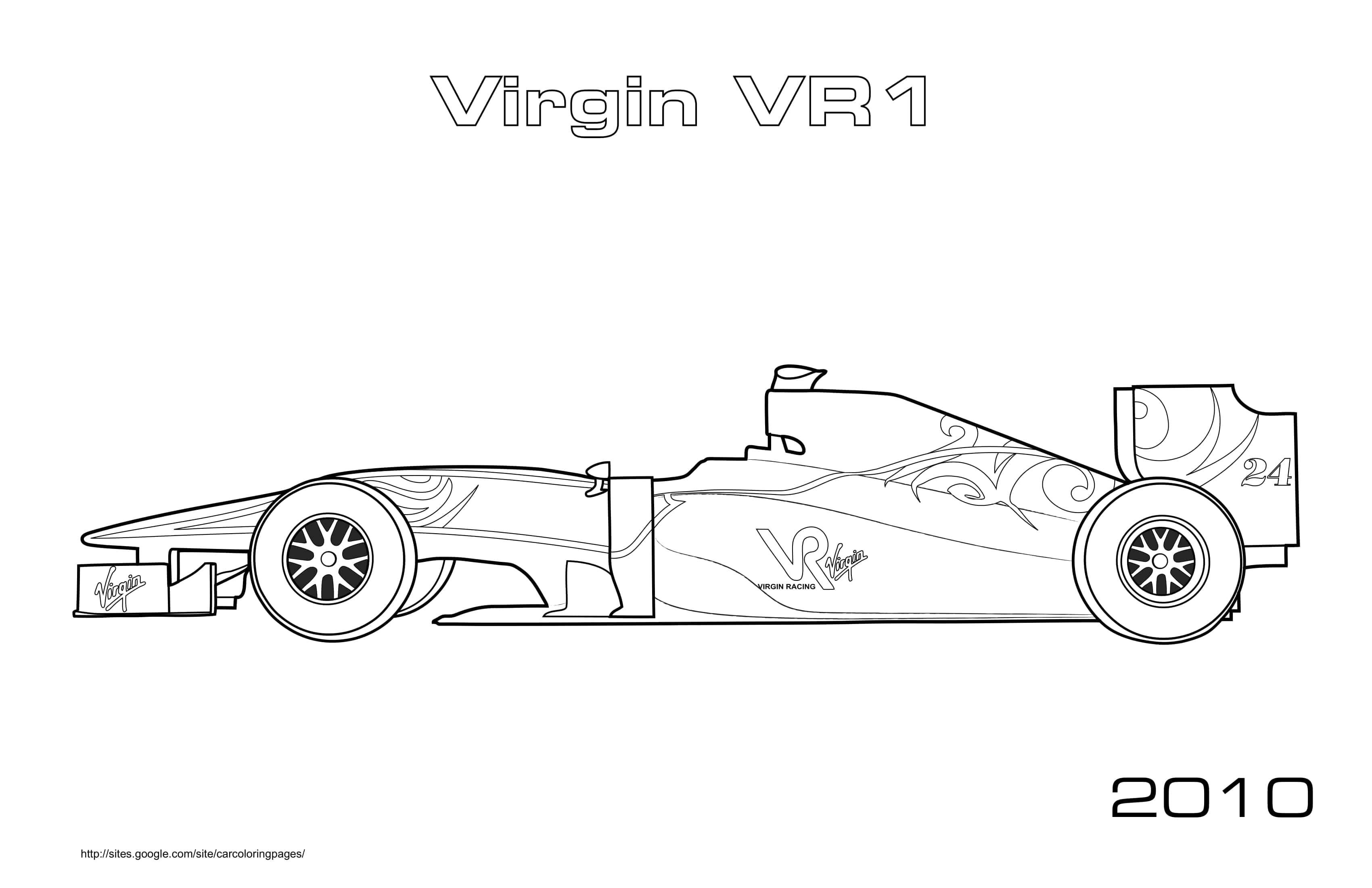 Coloriage Virgin VR1 F1 2010 bolide futuriste - Voiture à imprimer