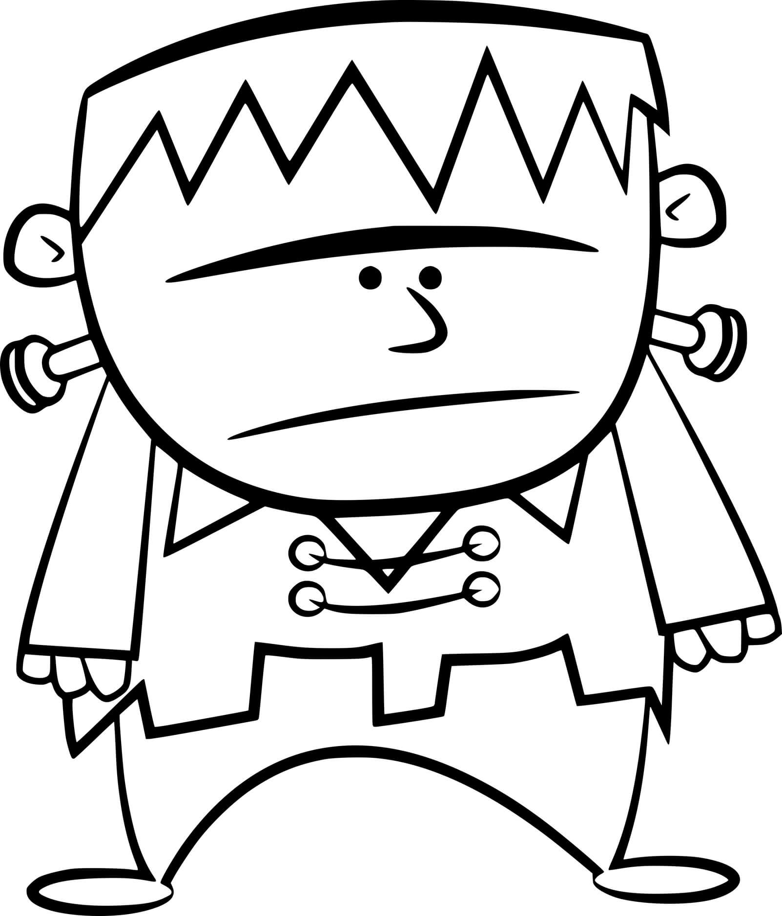 Coloriage Frankenstein cartoon facile - Frankenstein à imprimer