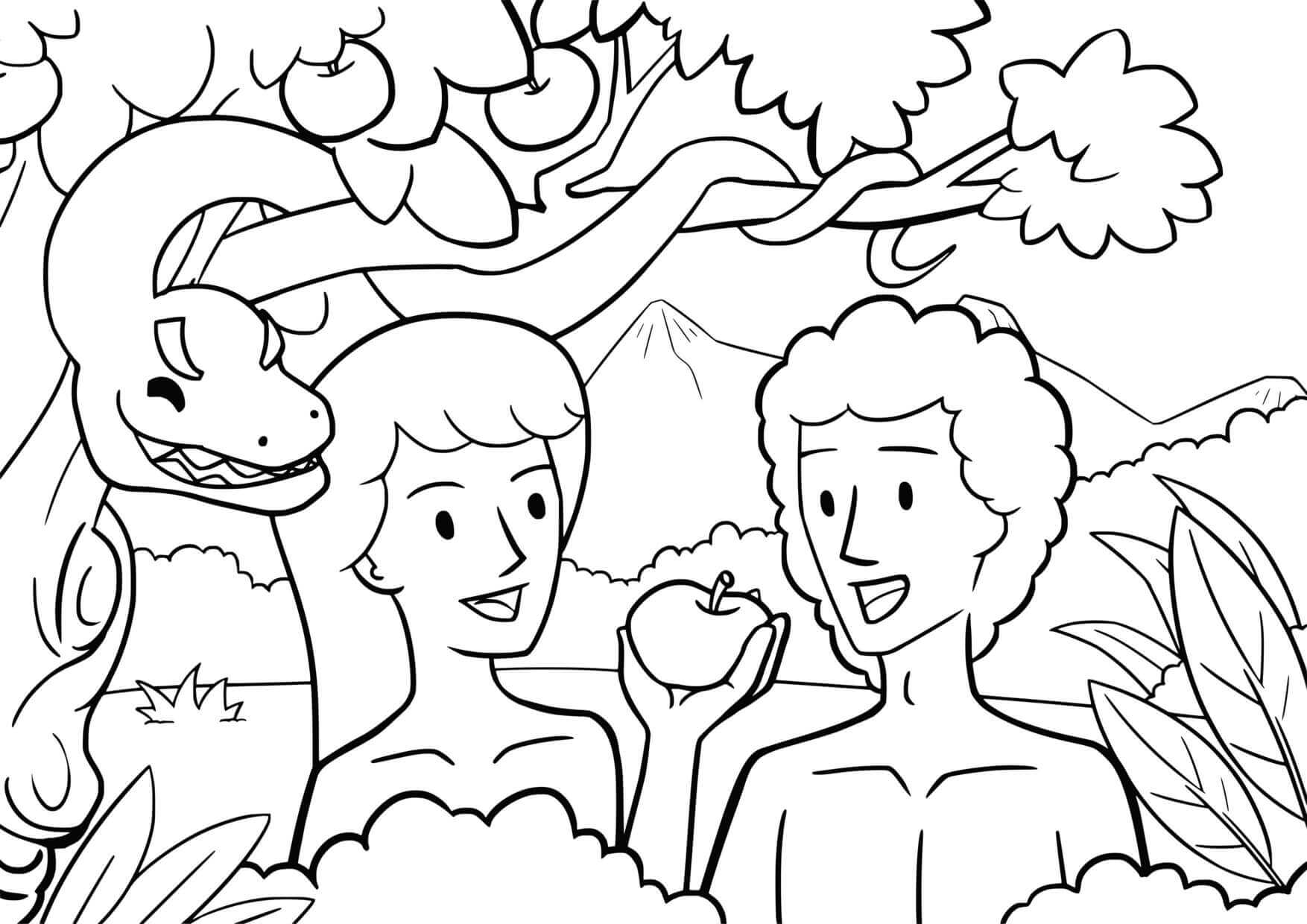 Coloriage La Chute de l'Homme au Paradis Perdu - Jésus à imprimer