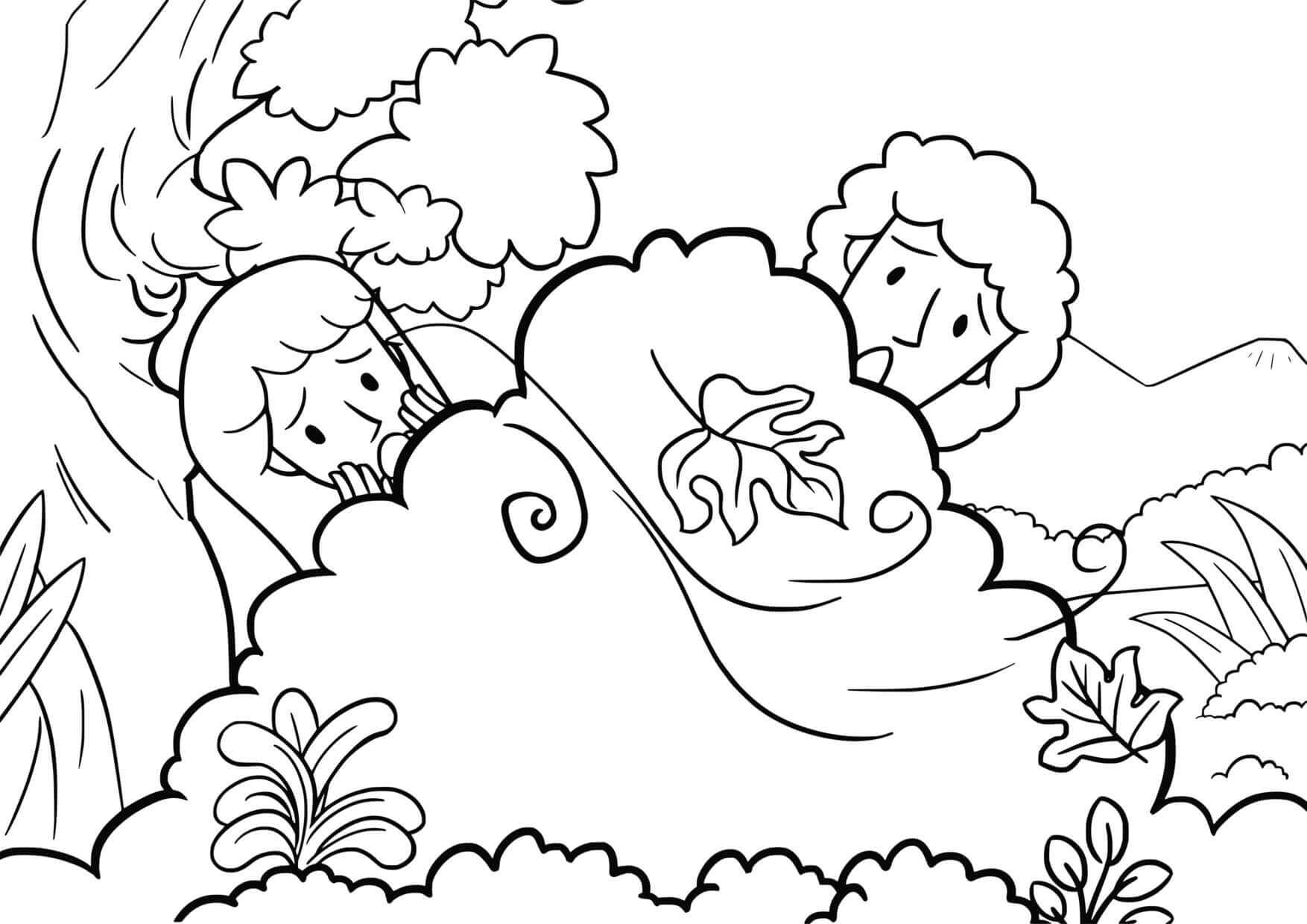 Coloriage Scène biblique du Jardin originel - Jésus à imprimer