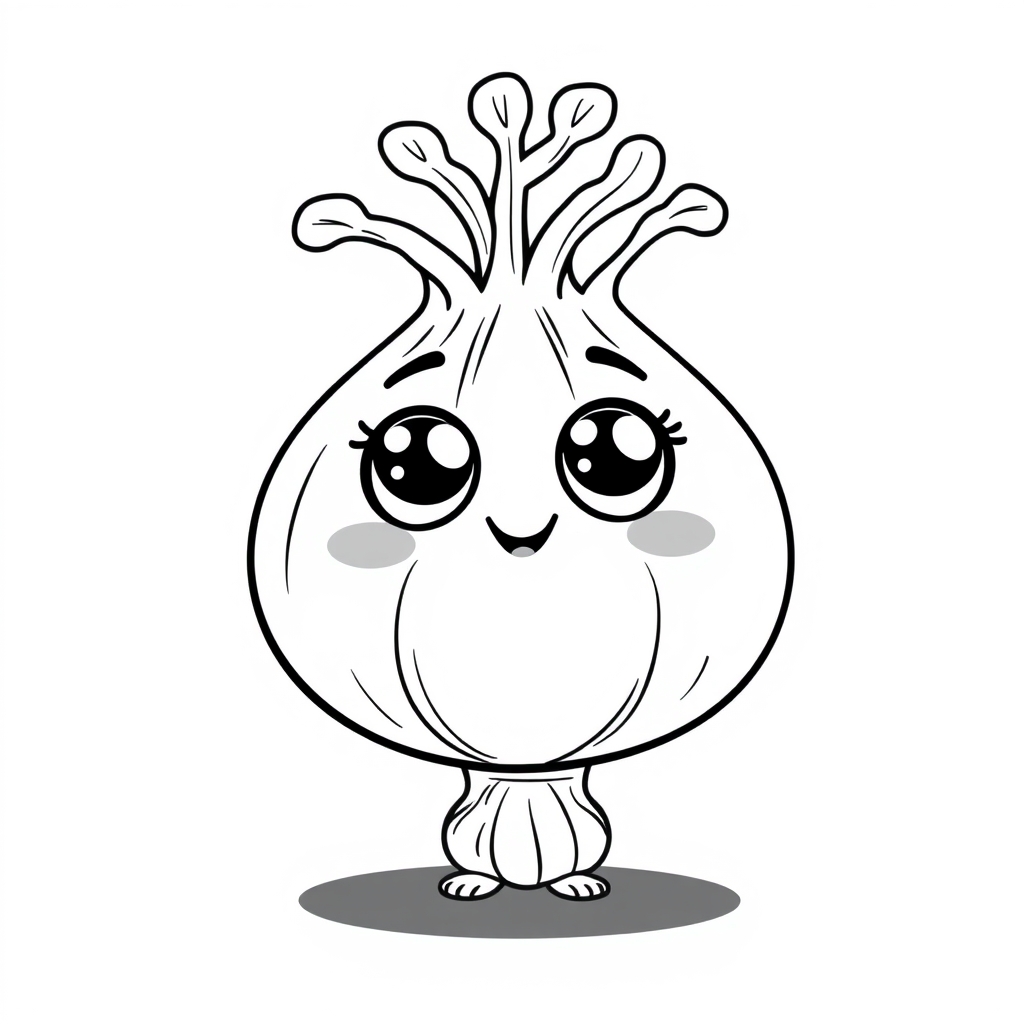 Coloriage Fenouil Facile Légumes Kawaii - Legumes à imprimer