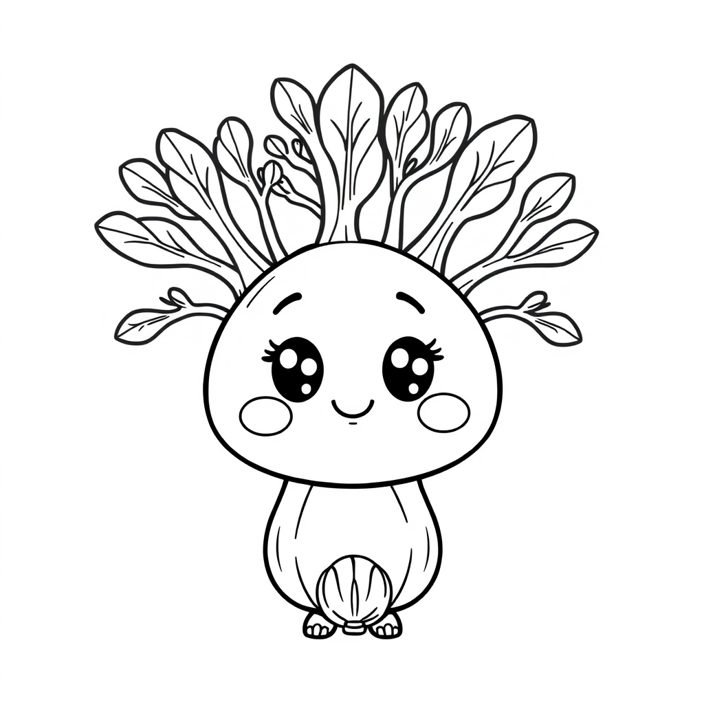 Coloriage Fenouil mignon à colorier - Legumes à imprimer