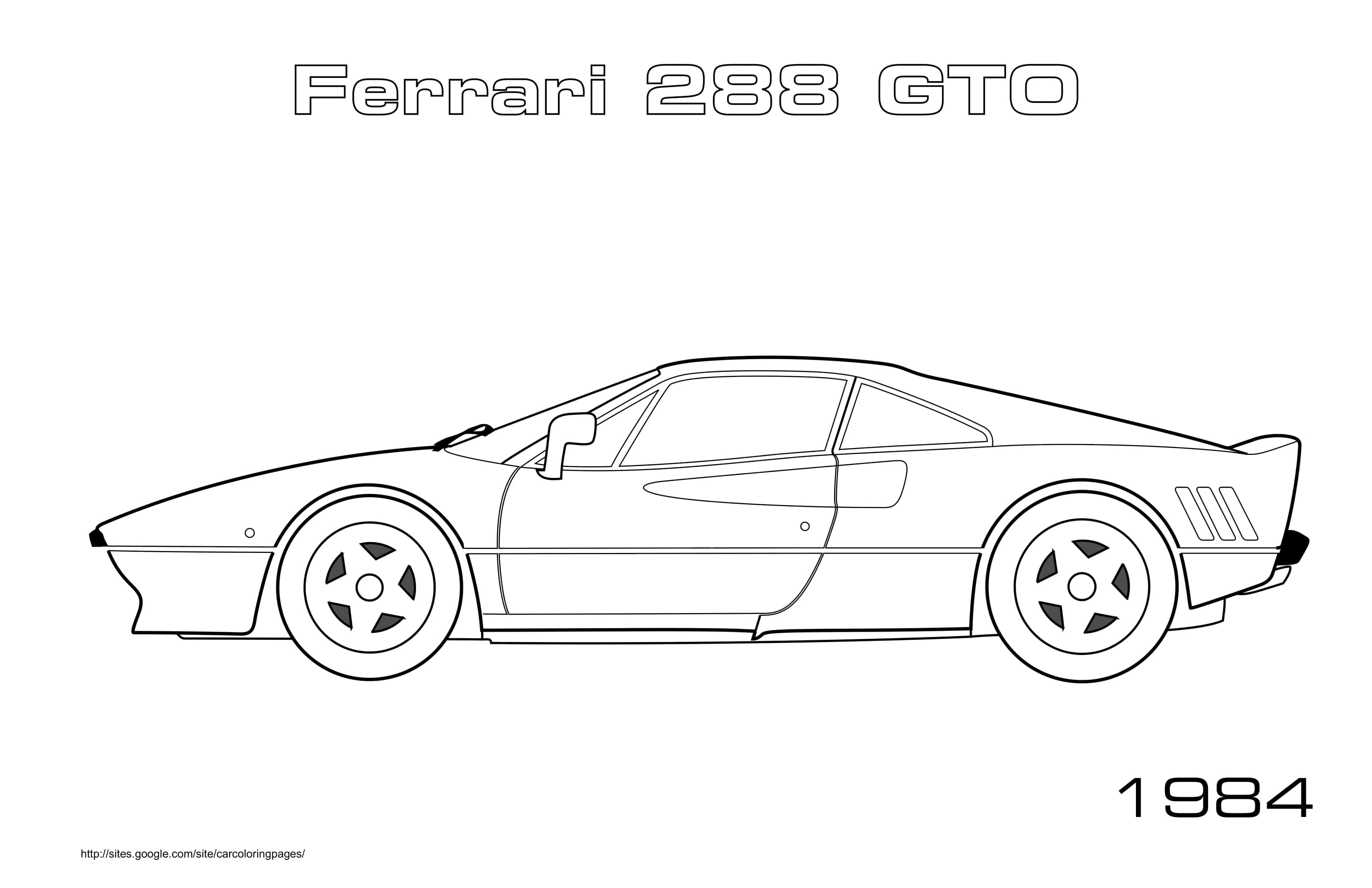 Coloriage Ferrari 288 GTO 1984 sportive légendaire - Voiture à imprimer
