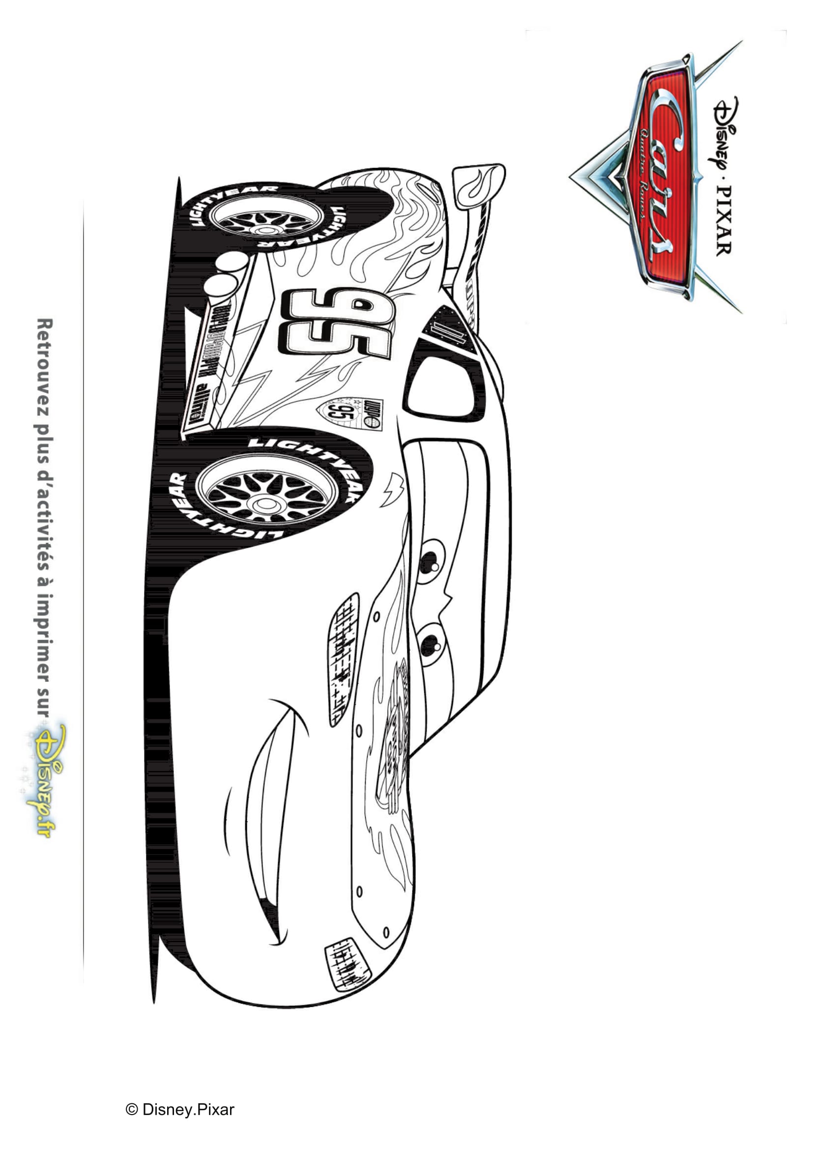 Coloriage Flash McQueen, le champion de Cars 3 - Cars à imprimer