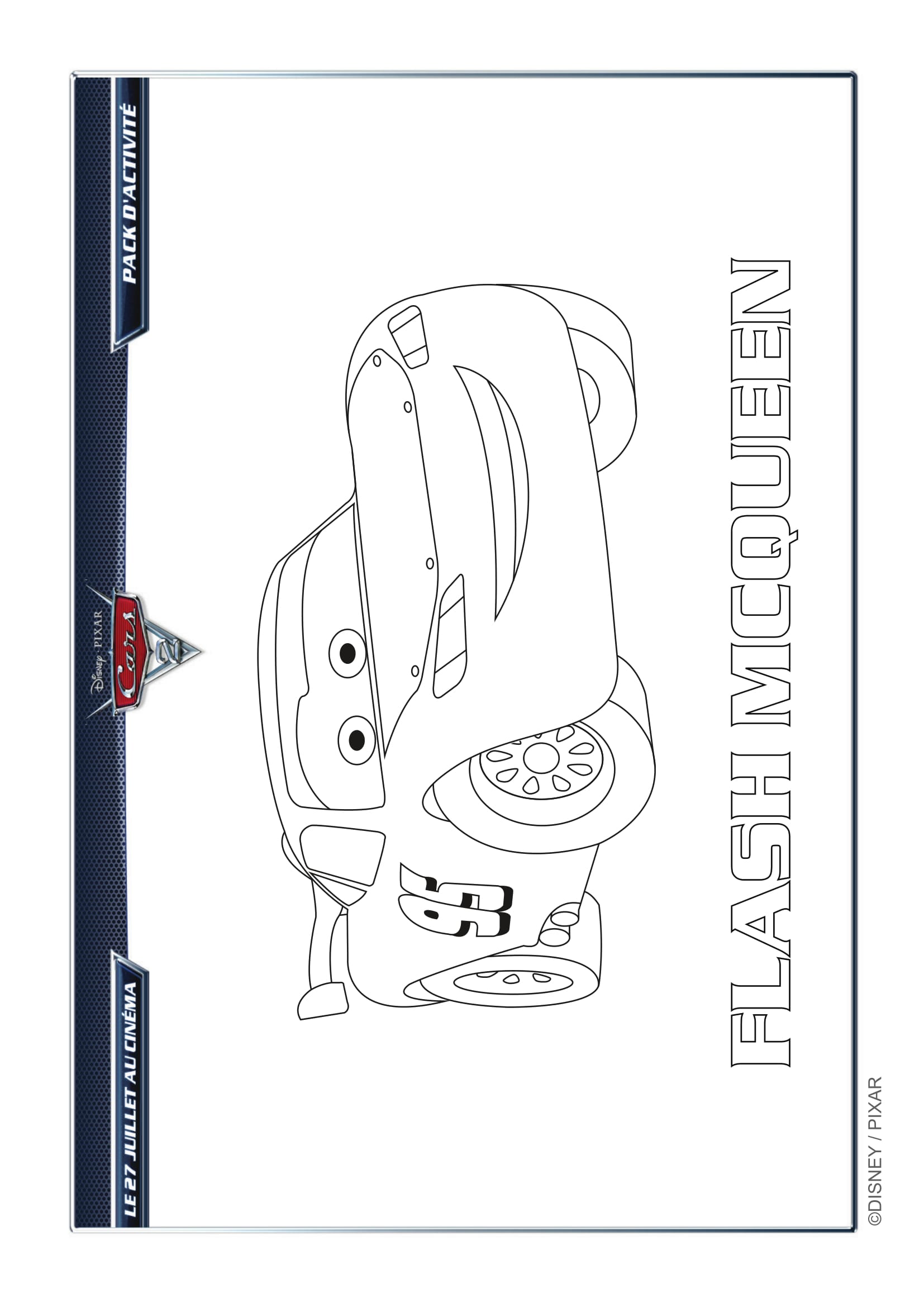 Coloriage Flash McQueen prêt à démarrer dans Cars 3 - Cars à imprimer