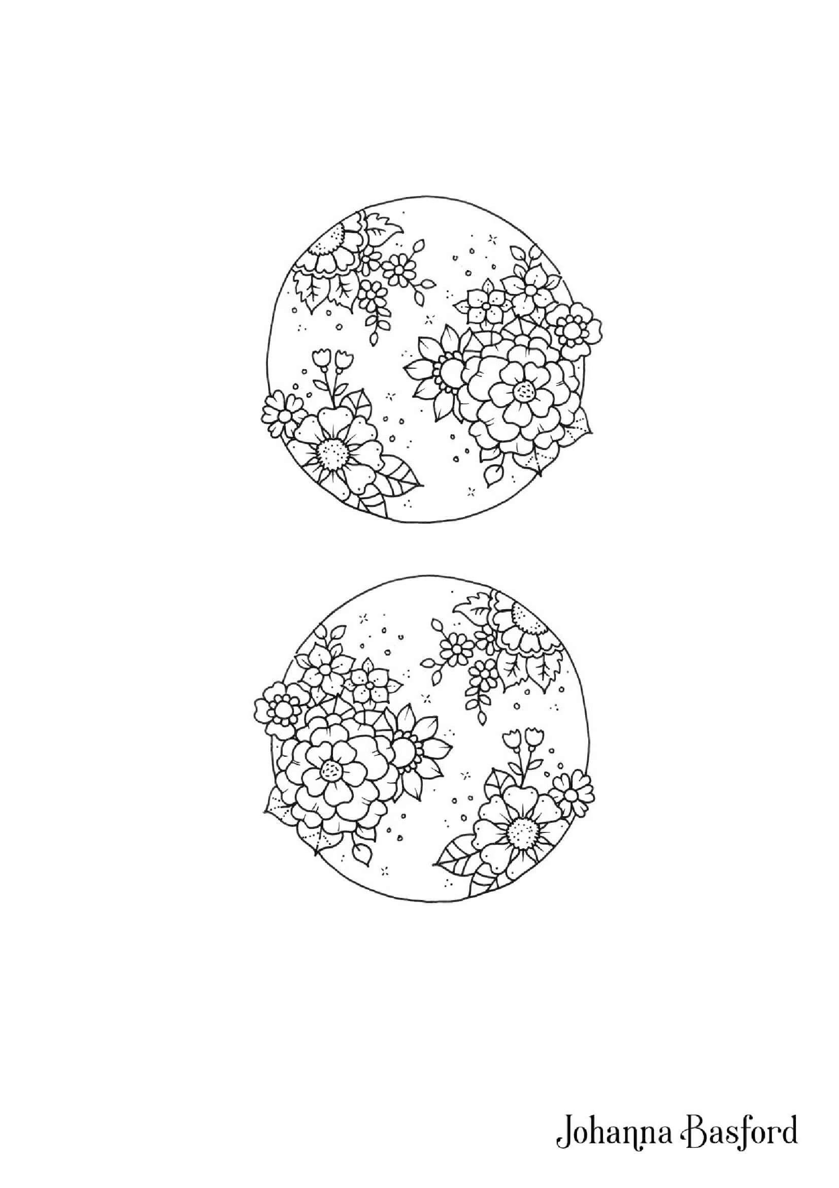 Coloriage Sphère florale Johanna Basford - Adulte par johanna basford à imprimer