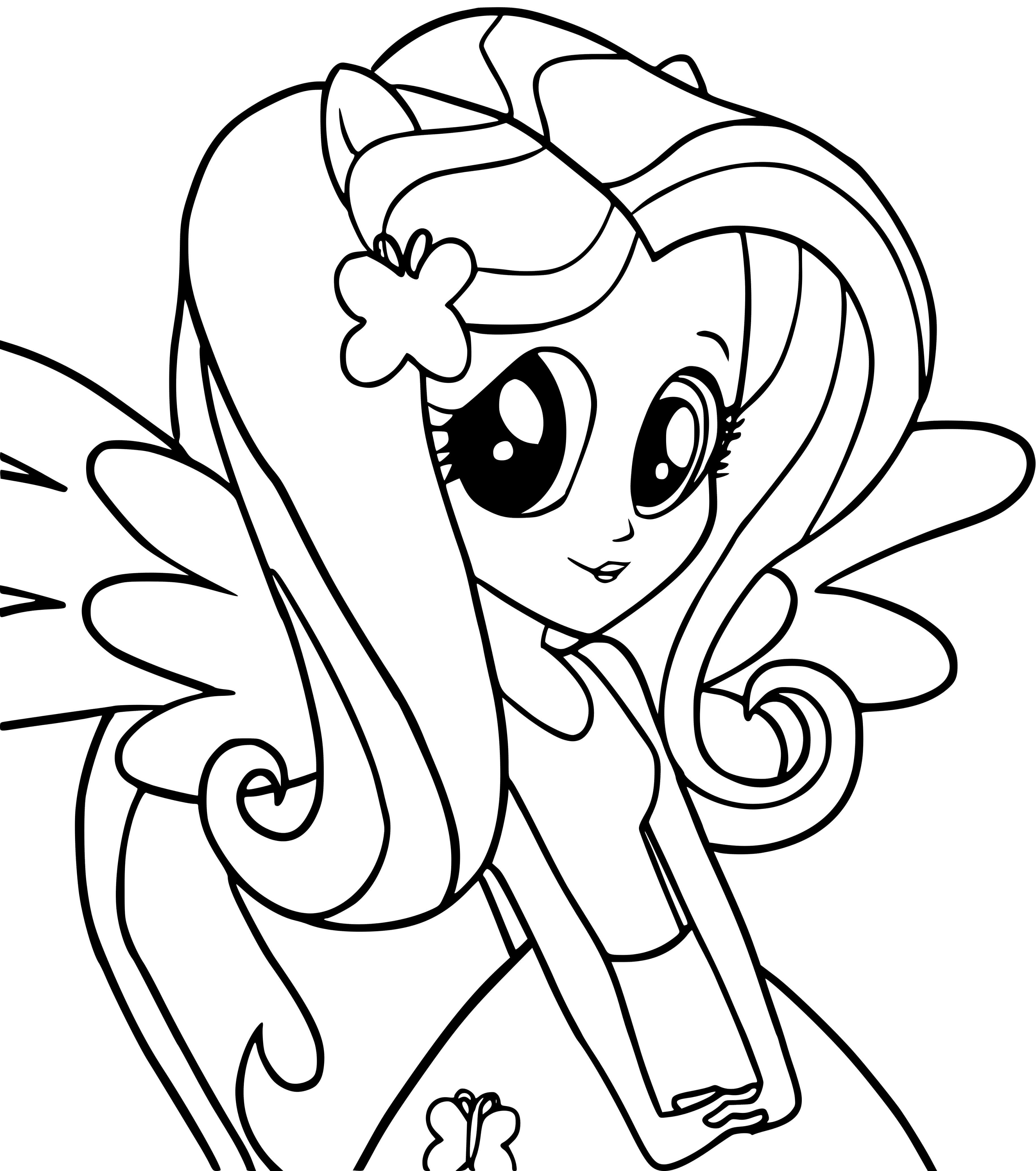 Coloriage Fluttershy Equestria Girl - Equestria girls à imprimer