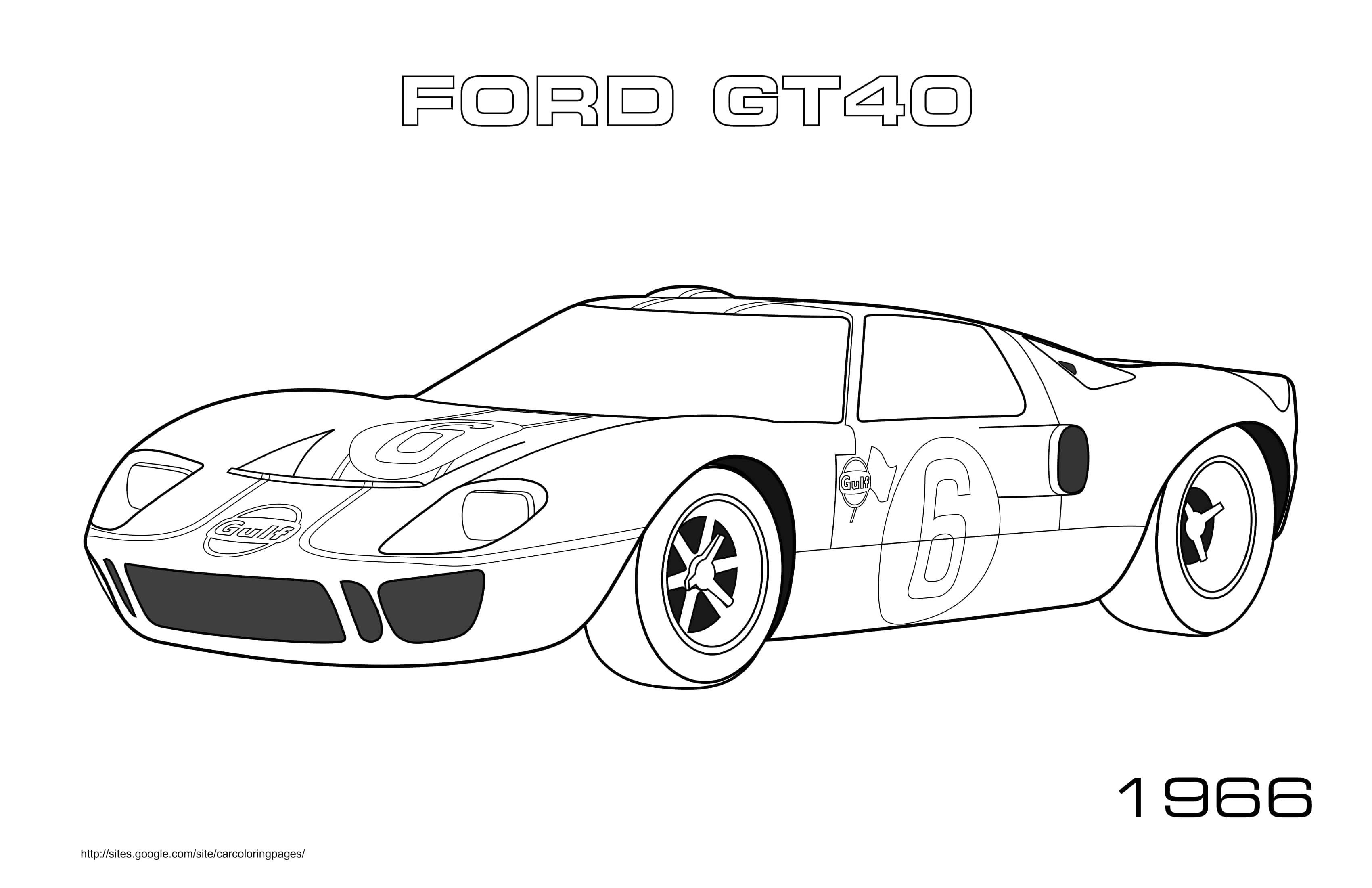 Coloriage Ford GT40 1966 légendaire - Voiture à imprimer