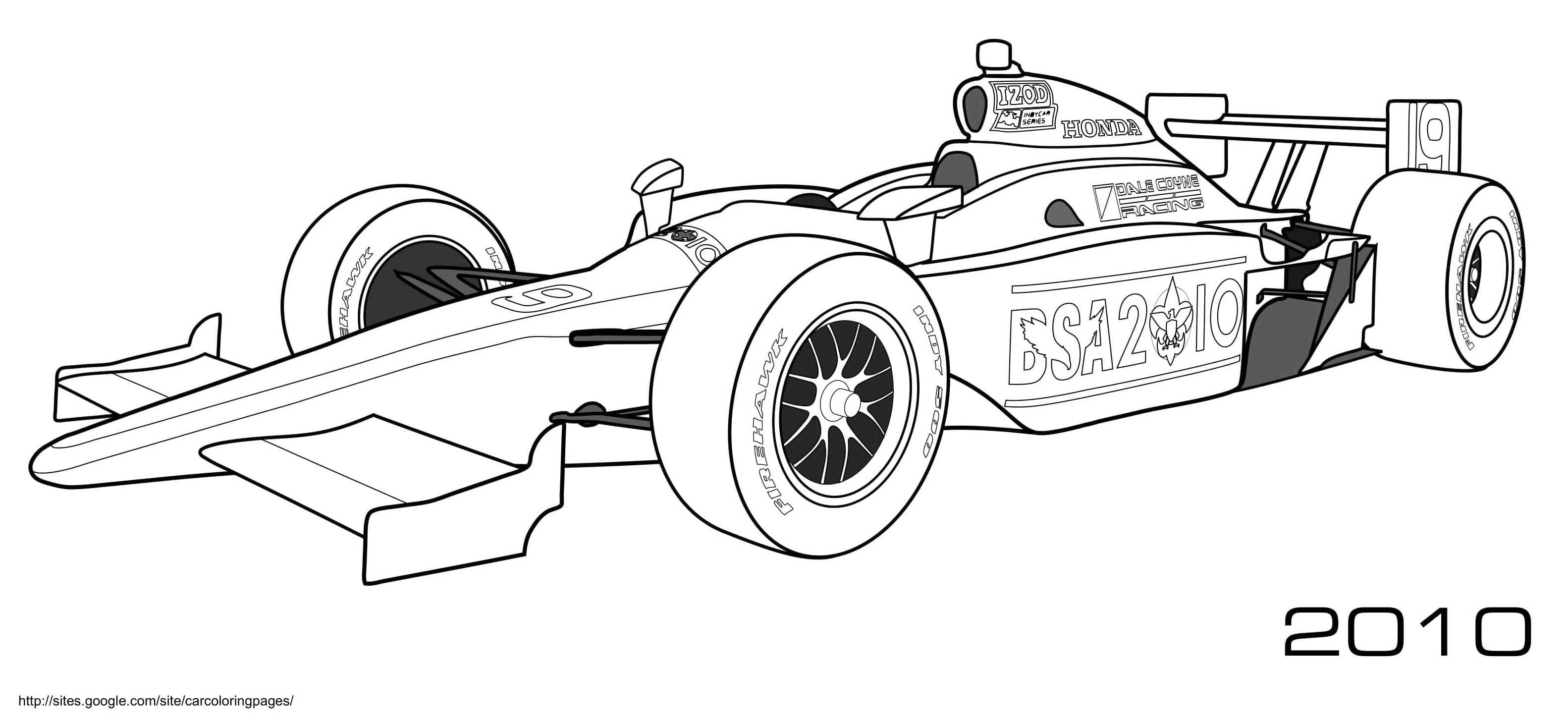 Coloriage Formule 1 Honda Firehawk Izod - Formule 1 à imprimer