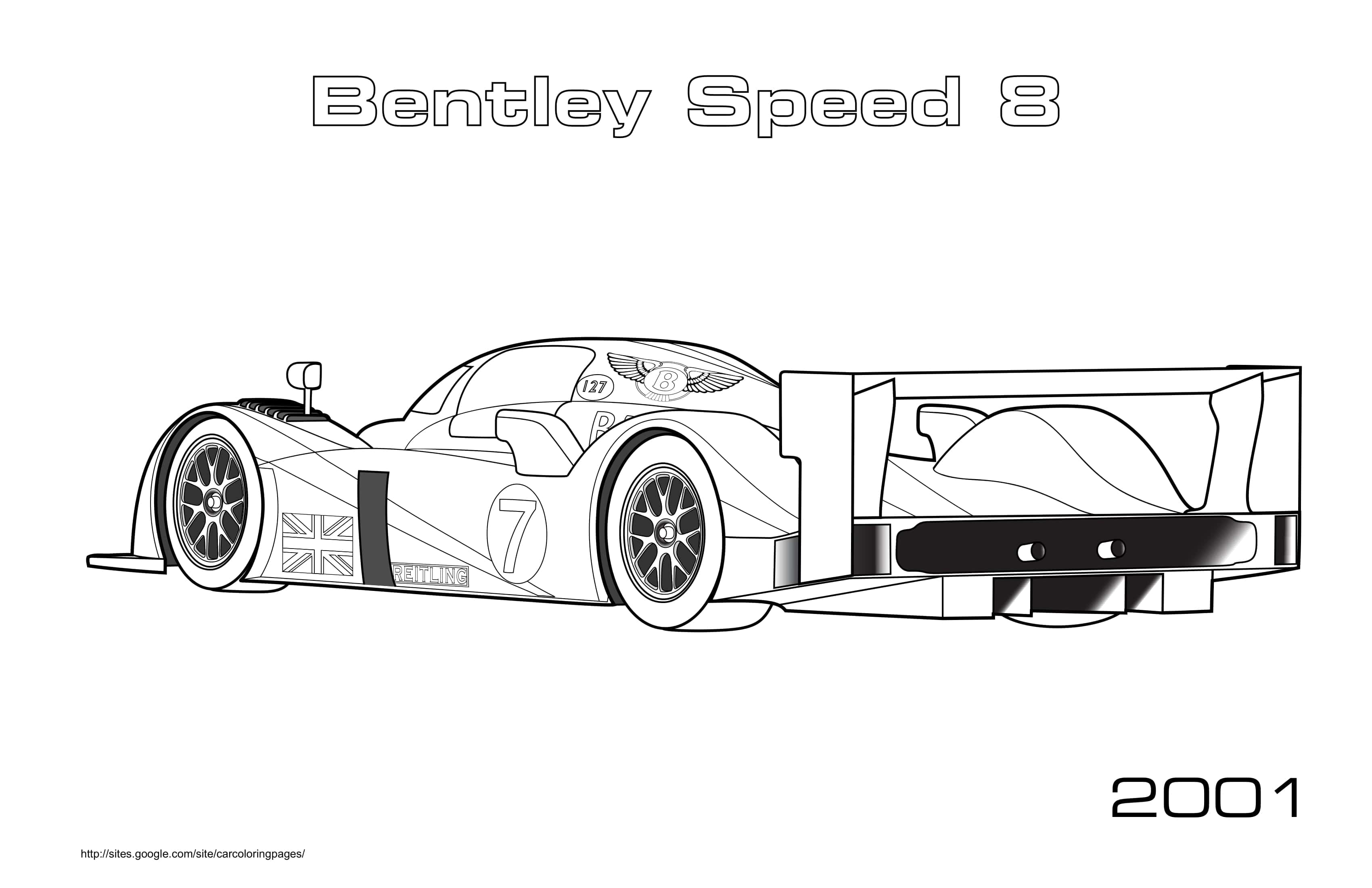 Coloriage Bentley Speed 8 2001 légendaire de course - Formule 1 à imprimer