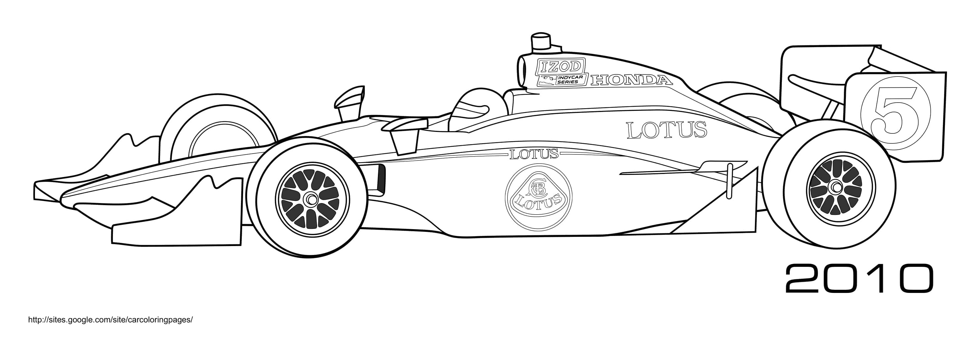 Coloriage Honda Lotus F1 2010 sur circuit - Formule 1 à imprimer