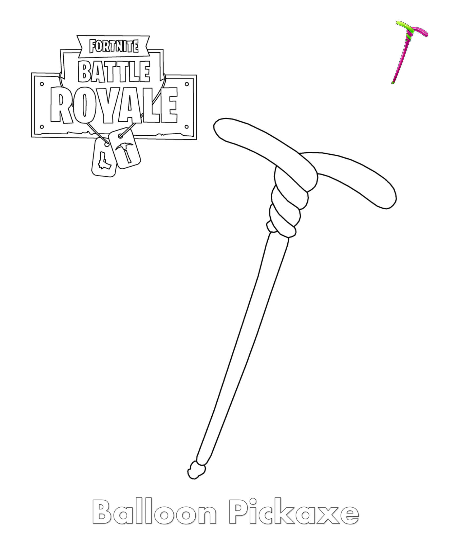 Coloriage Fortnite Balloon Pickaxe Item - Fortnite à imprimer