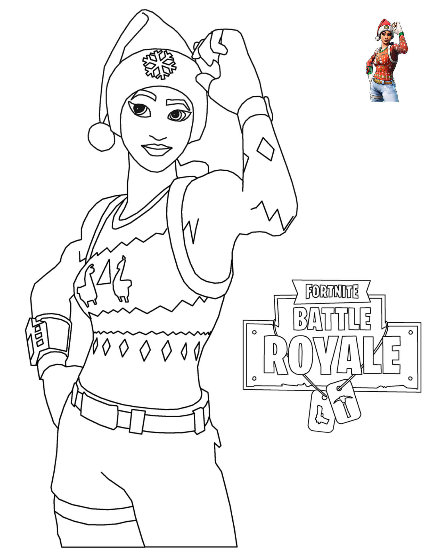 Coloriage Fortnite Noël - Fortnite à imprimer