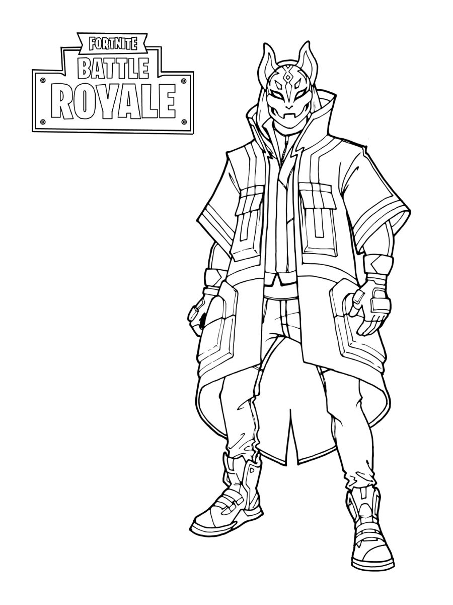Coloriage Fortnite Drift à l'étape 3 - Fortnite à imprimer