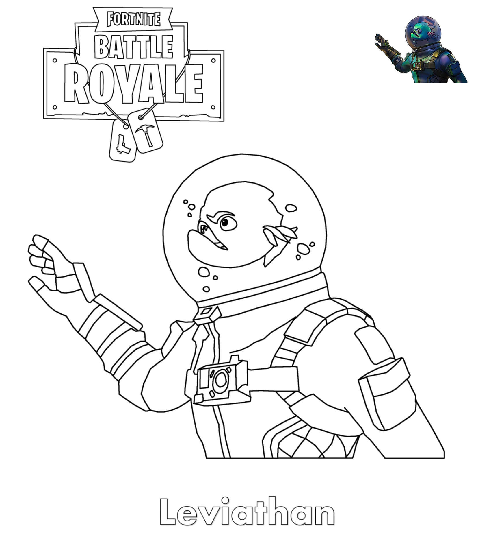 Coloriage Fortnite Leviathan Skin - Fortnite à imprimer