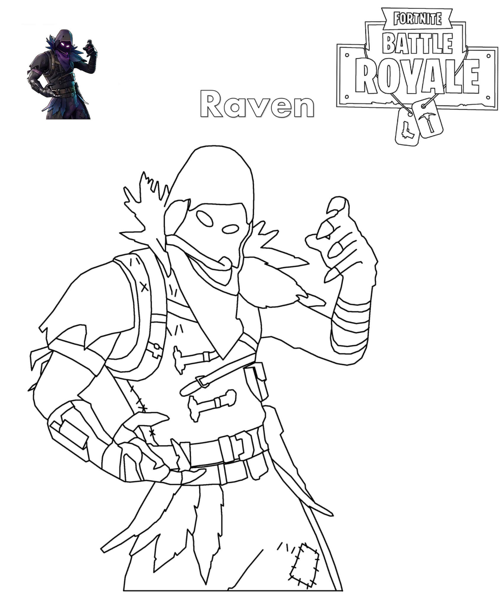 Coloriage Fortnite Raven - Fortnite à imprimer