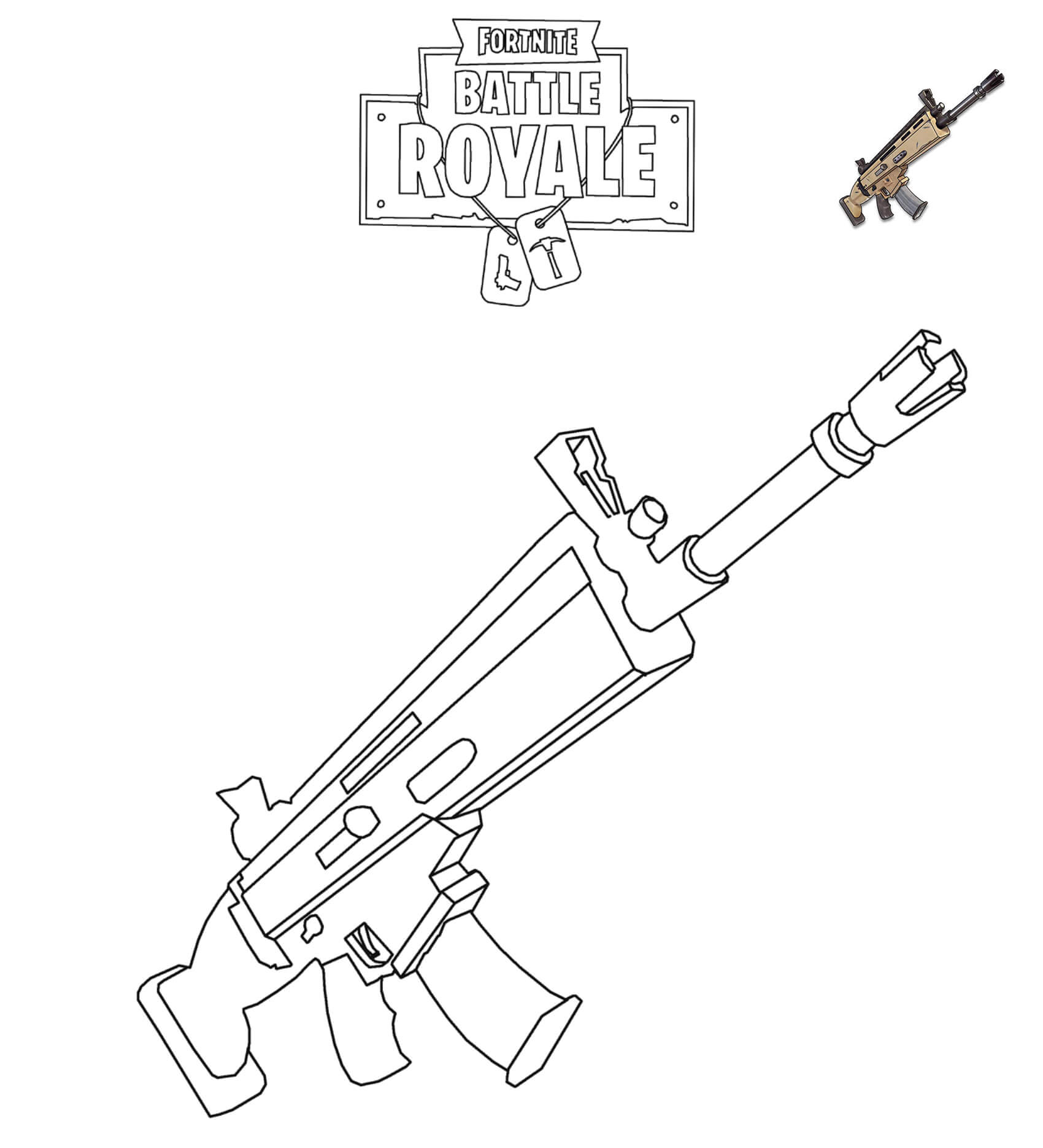 Coloriage Fortnite Scar - Fortnite à imprimer